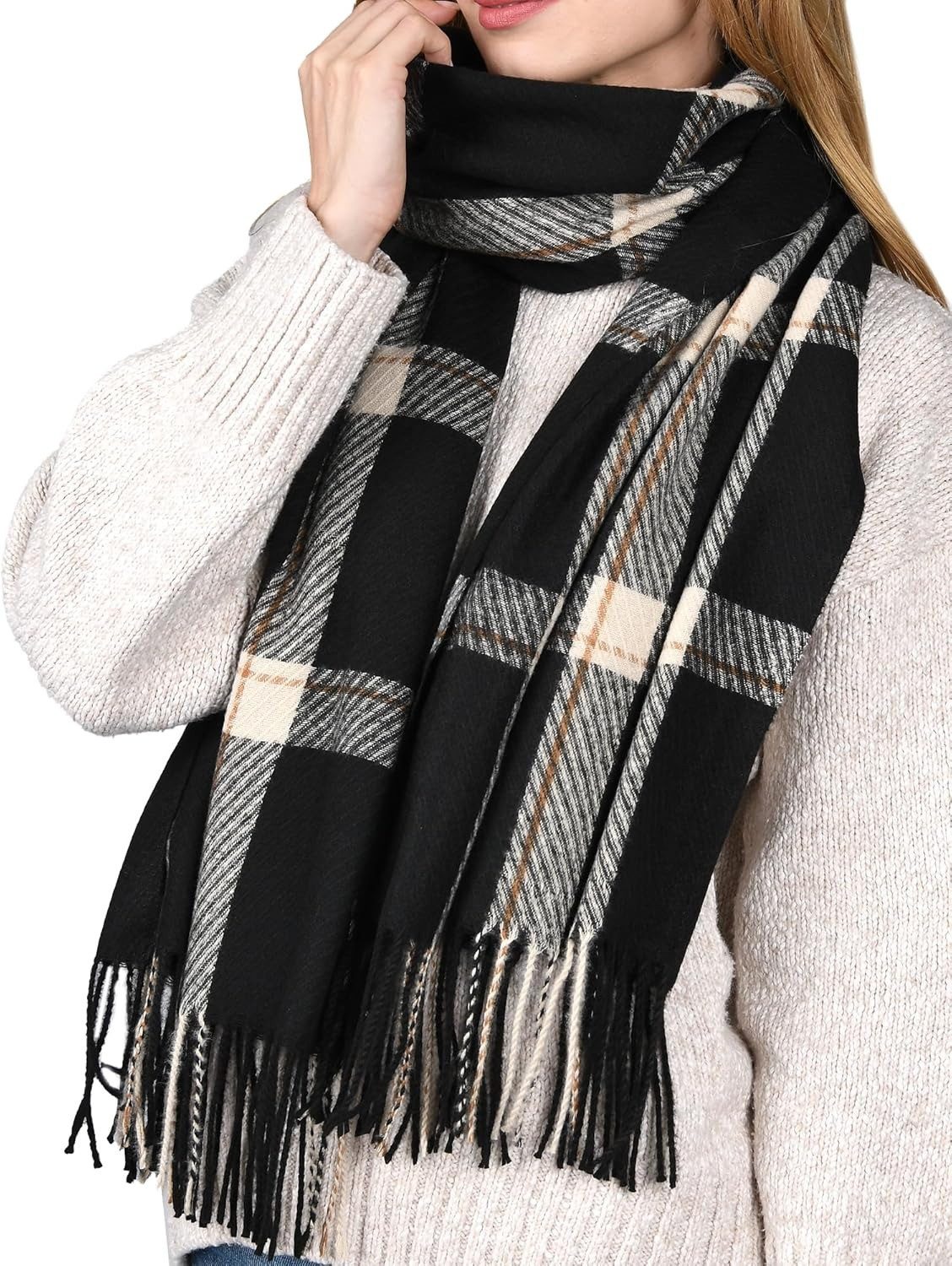 Coonoor Modeschal Damenweicher Modeschal, Herbst-Winter Karomuster Schal, Wärmender Modeschal, Stola, Kopftuch