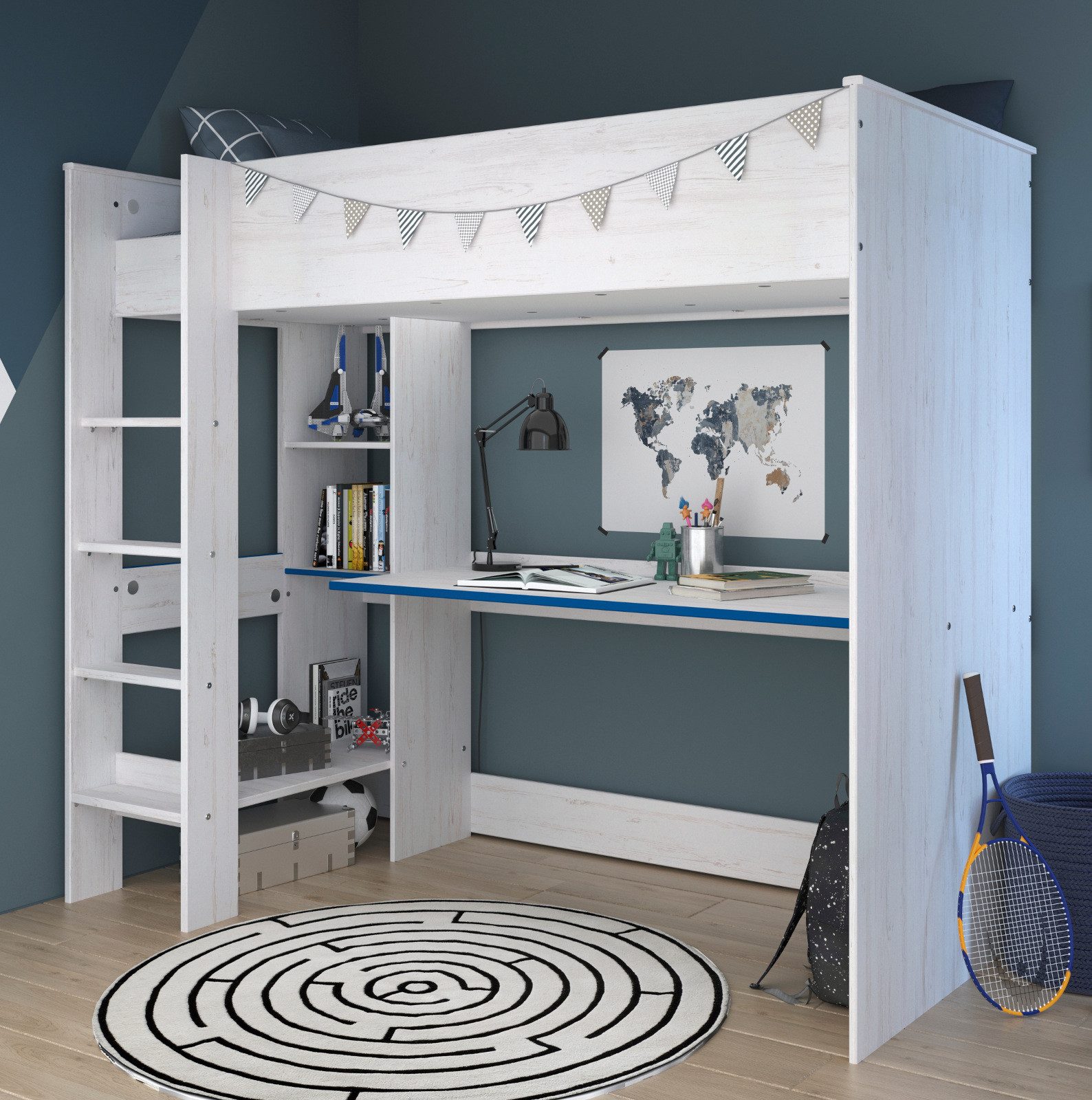 Parisot Hochbett Tivaro (Kinder- und Jugendbett mit Schreibtisch, Liegefläc günstig online kaufen