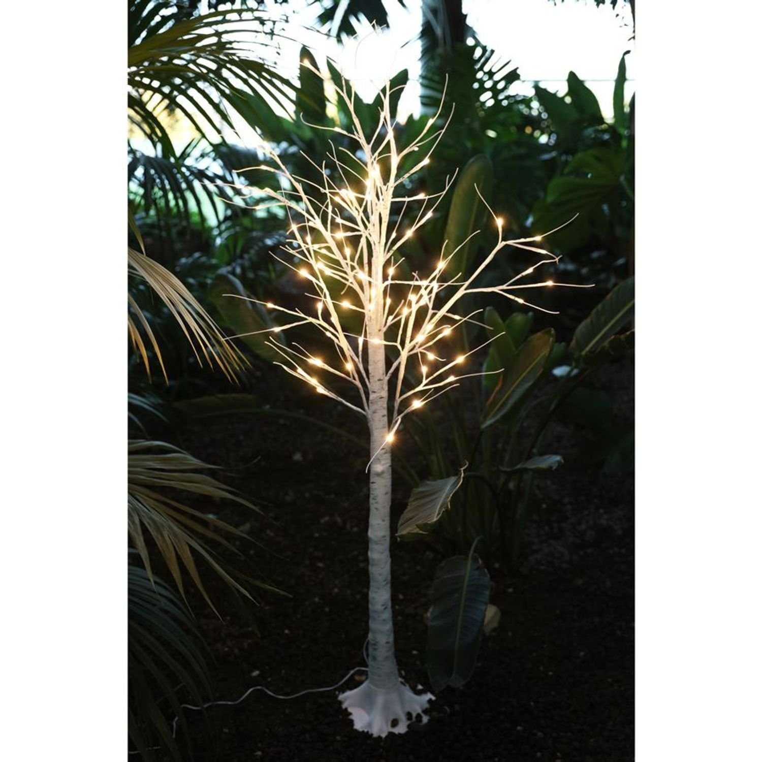 48 LED Baum mit Blüten weiß Lichterbaum Blütenbaum 45 cm Trafo Timer