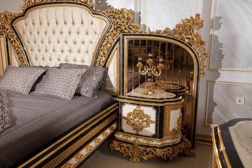 Casa Padrino Beistelltisch Luxus Barock Nachtkommoden Set Weiß / Blau / Gold - Prunkvolle Massivholz Nachttische - Barock Schlafzimmer Möbel - Edel & Prunkvoll