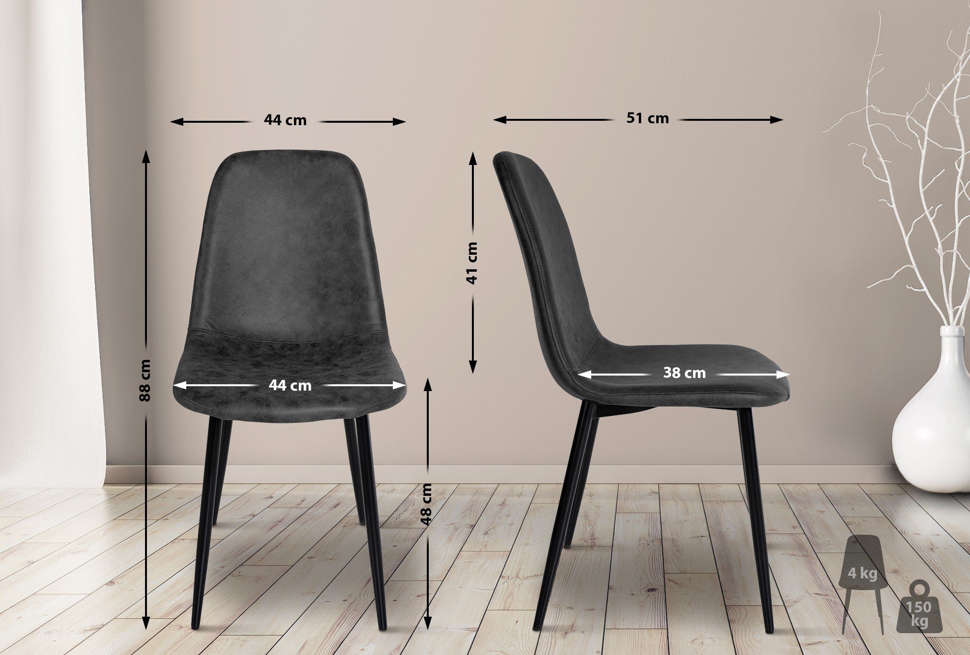 CLP Esszimmerstuhl Napier (4er Set), Metall, günstig online kaufen