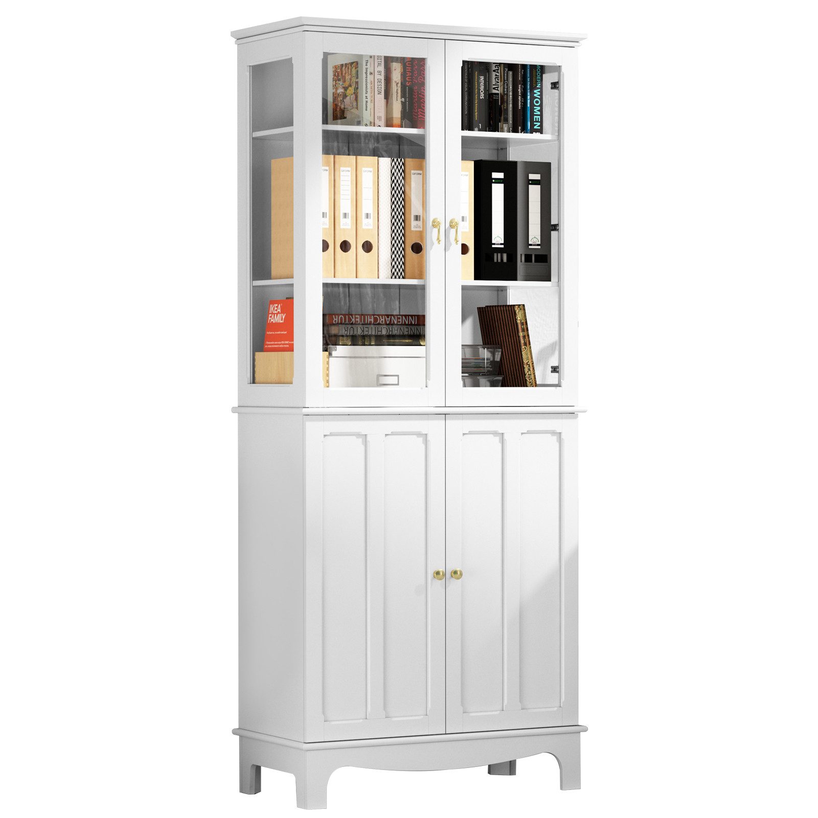 HOLTICO Hochschrank Freistehender küchenschränke mit Glastür, Glasküchenschrank, 183 cm (1-St) klassischer hoher Schrank mit Glastür und verstellbaren Regalen