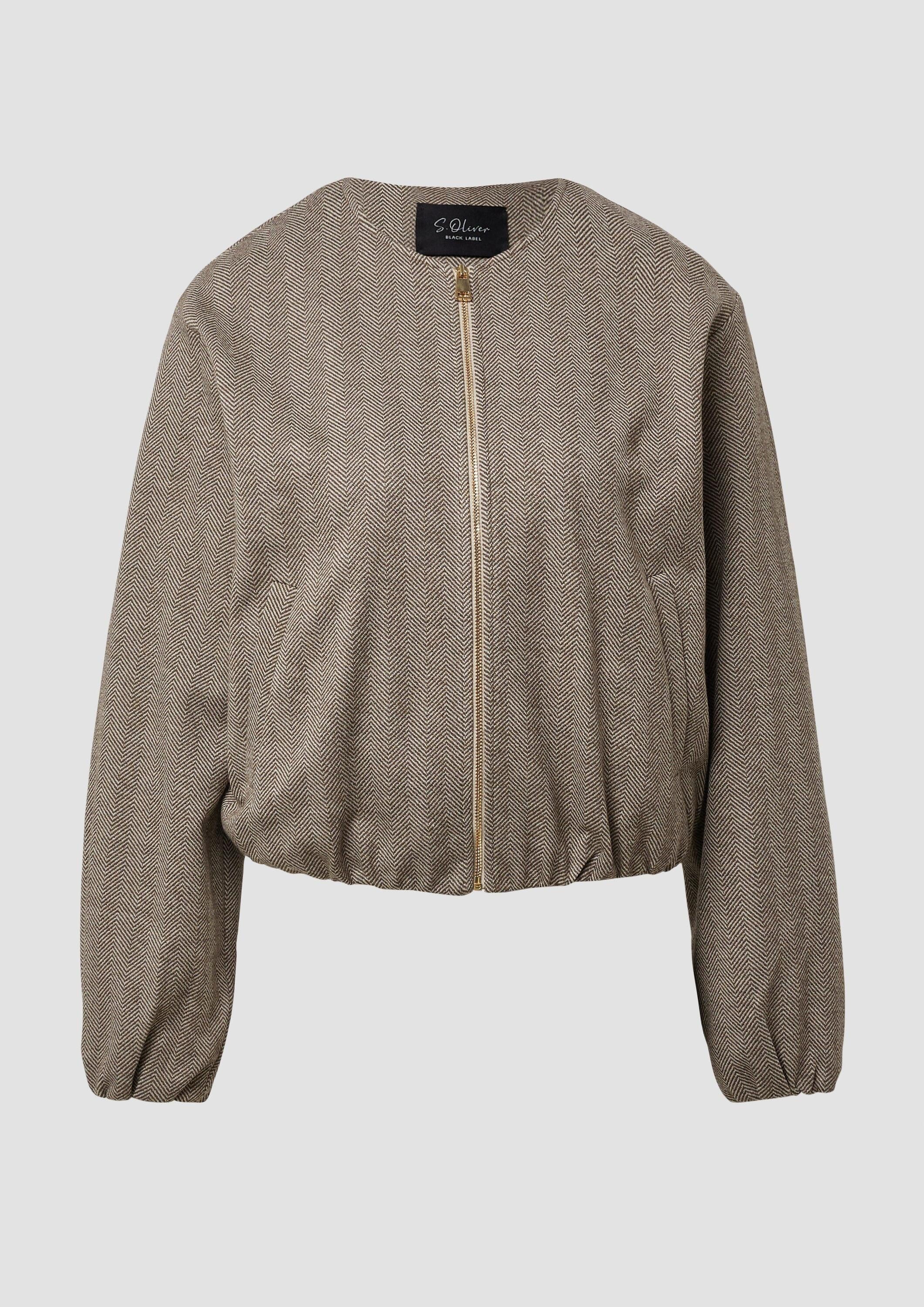 s.Oliver Funktionsjacke Indoor-Jacke Blouson mit Fischgratmuster und elastischem Saum