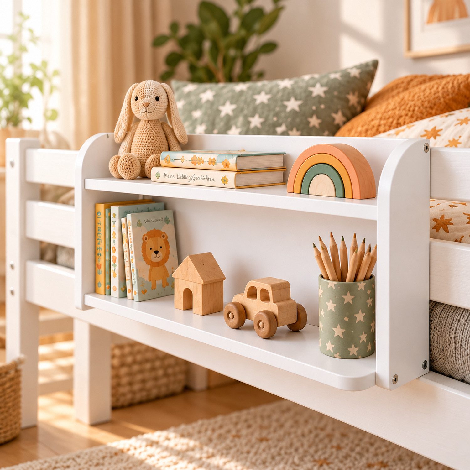 Homestyle4u Hochbett Zubehör Ablage 2 Etagen Einhängeregal Hängeregal Regal Kinder Bücher (Hochbettregal)