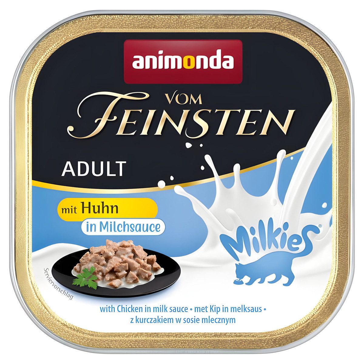 Animonda vom Feinsten mit Huhn in Milchsauce 100 g - 32 Stück, Nassfutter für: Katze