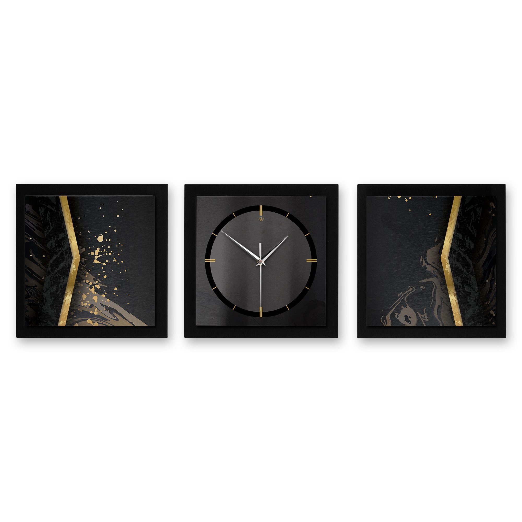 Kreative Feder Wanduhr Black Elegance (ohne Ticken, Funk- oder Quarzuhrwerk günstig online kaufen