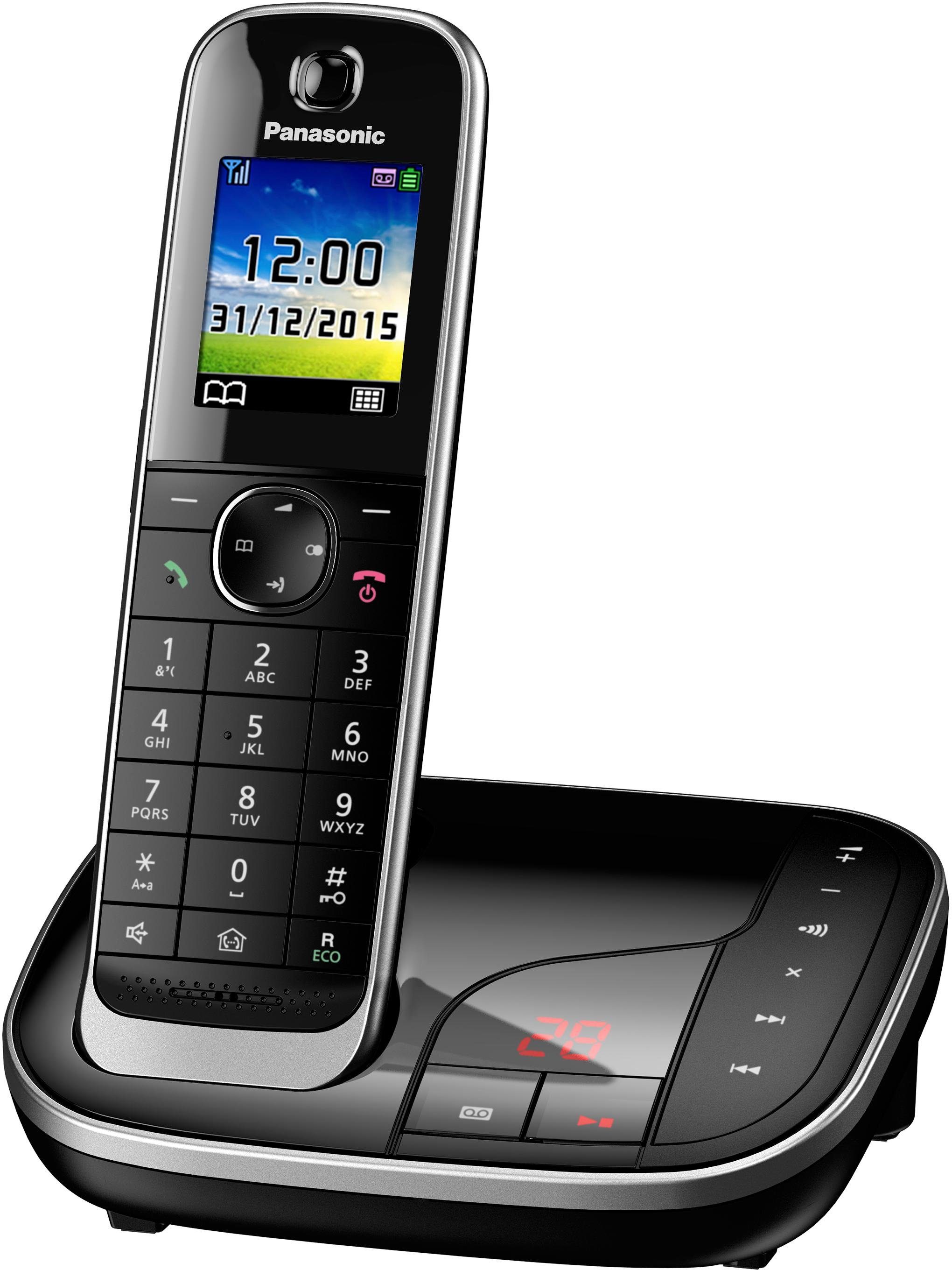 Panasonic KX-TGJ320 Schnurloses DECT-Telefon (Mobilteile: schwarz Anrufbeantworter, Freisprechen) 1, Weckfunktion, mit