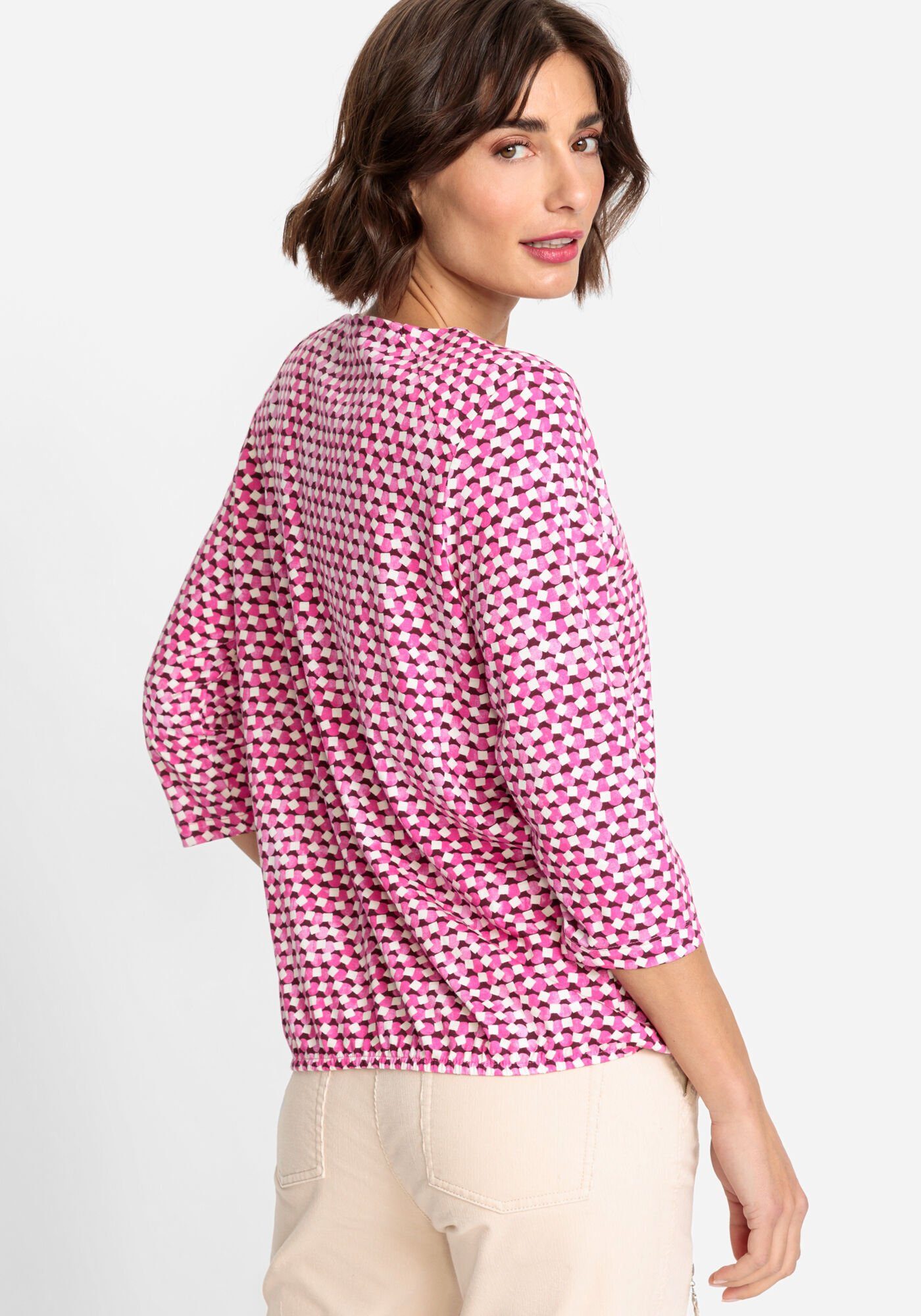 mit am Clara Print-Shirt Olsen Saum Gummizug