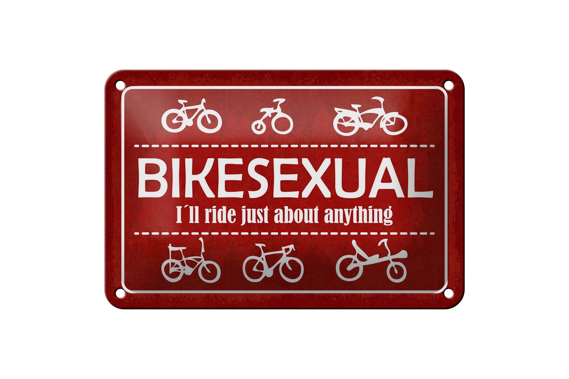 Femer GmbH Metallschild Fahrrad 12x18 cm Bikesexual Ill ride just about anything, (1 St), gewölbte Oberfläche, abgerundete Ecken, umgeschlagene Kanten