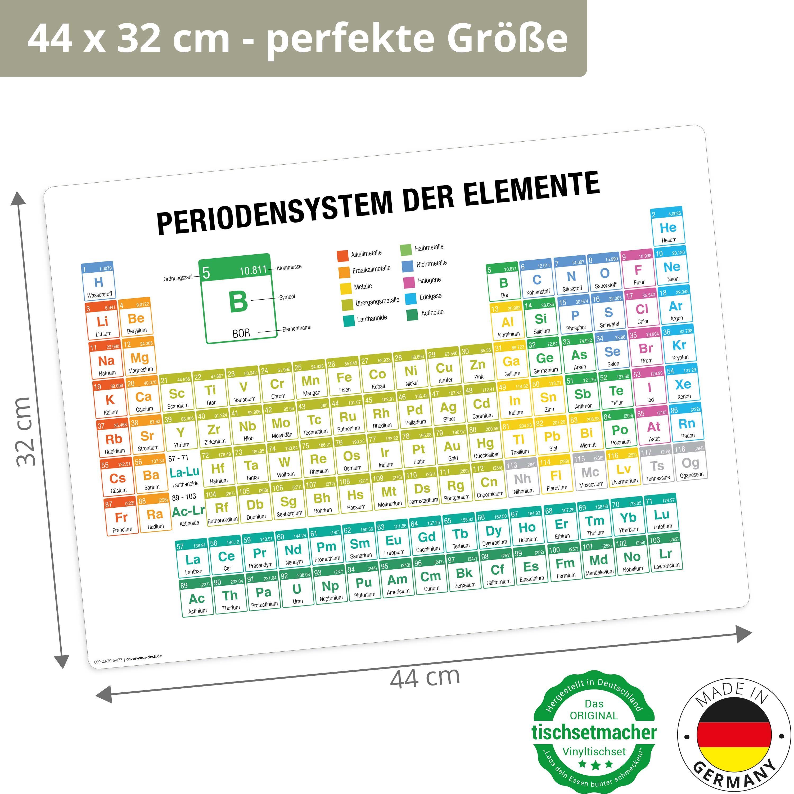 Tischsetmacher, 1-St., Made 44 / Vinyl, in abwaschbar Platzset, (aus cm - bunt), Germany der 32 Tischset, Elemente, Platzset erstklassigem Periodensystem x