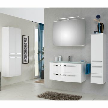 Lomadox Waschtisch FES-4005-66, weiß Waschbecken & Spiegelschrank - 92/200/49,1cm