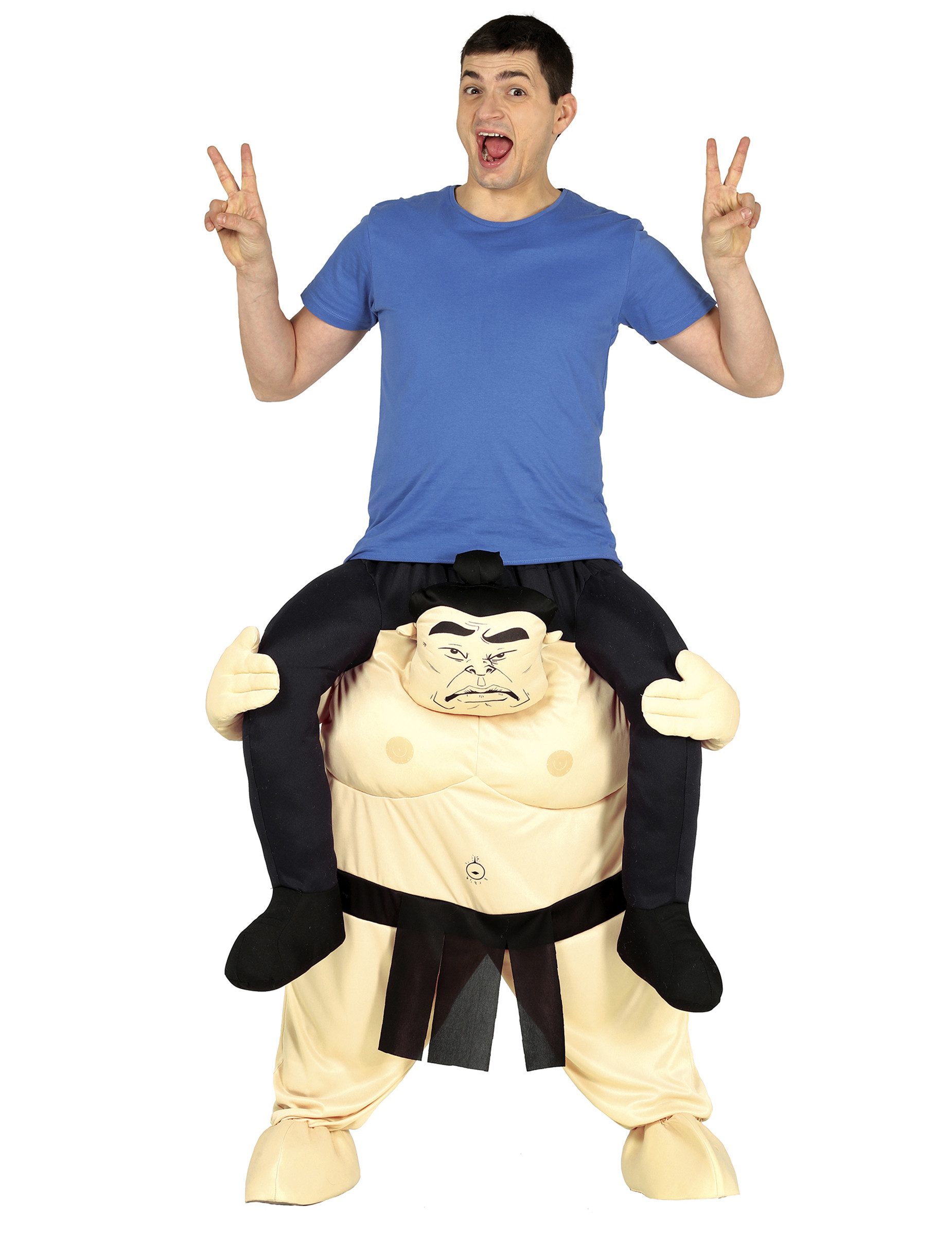 Kostüm Sumoringer Huckepack-Kostüm beige-schwarz