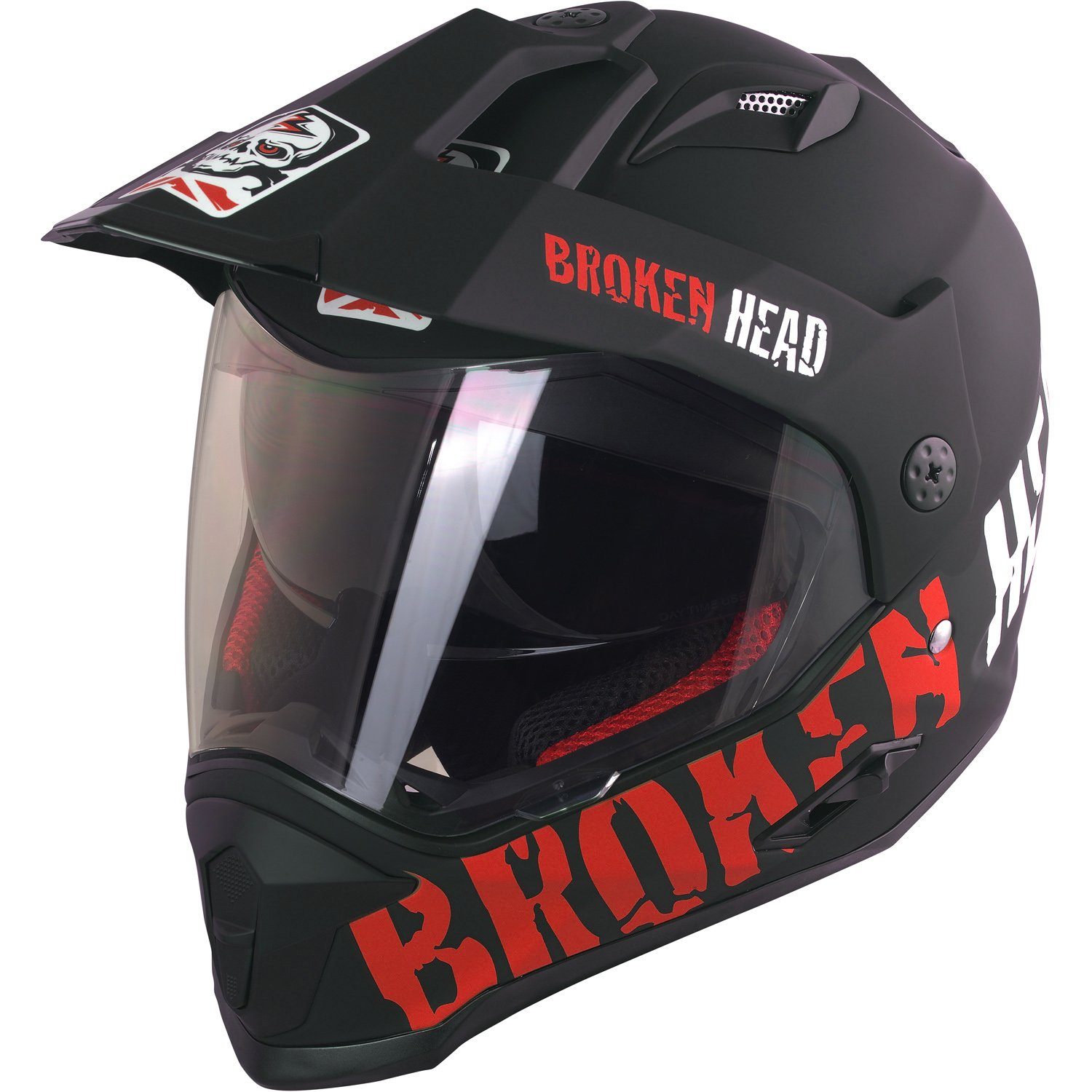 Broken Head Motorradhelm Made2Rebel rot, inklusive Sonnenblende