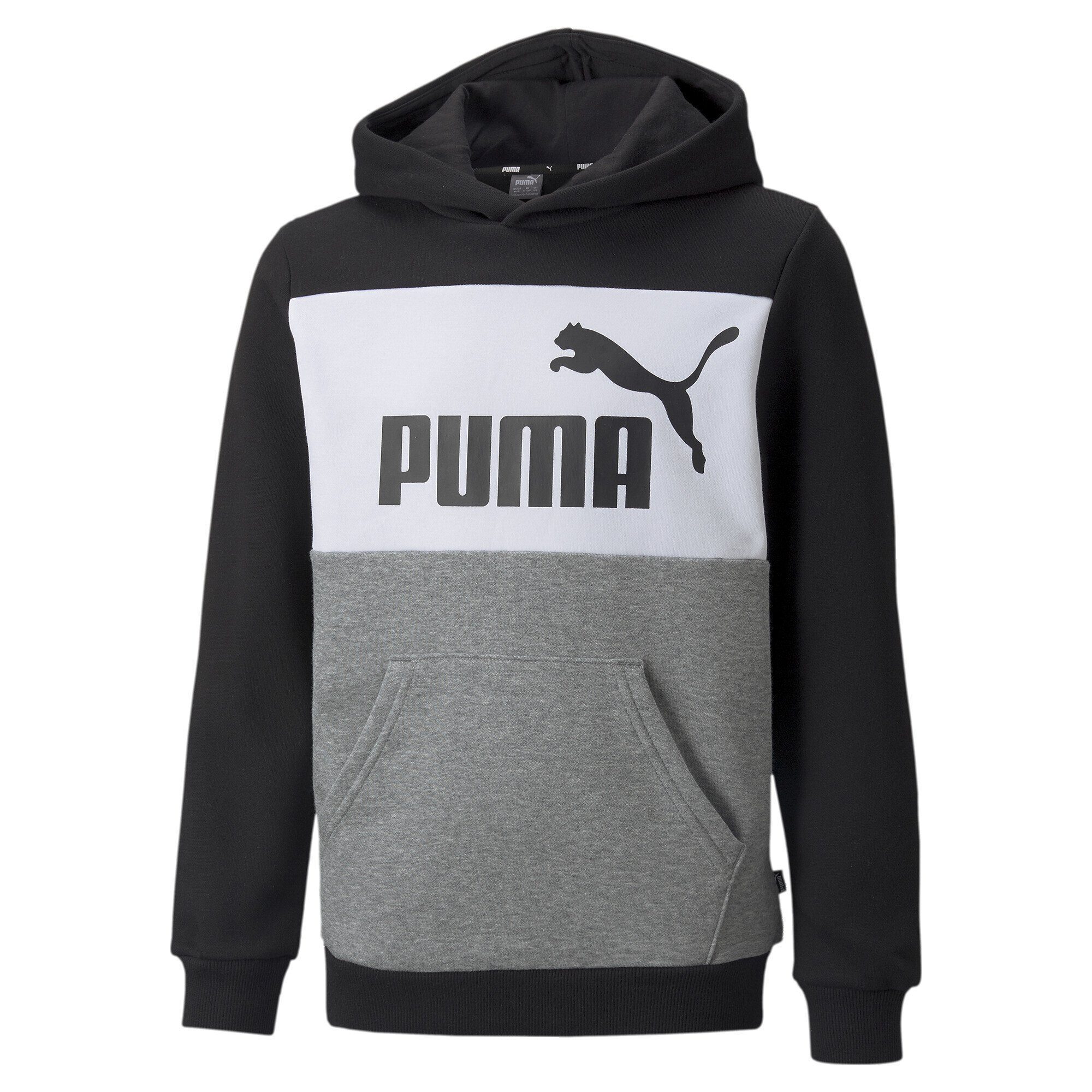 PUMA Sweatshirt Essentials+ Hoodie in Blockfarben Jungen Black