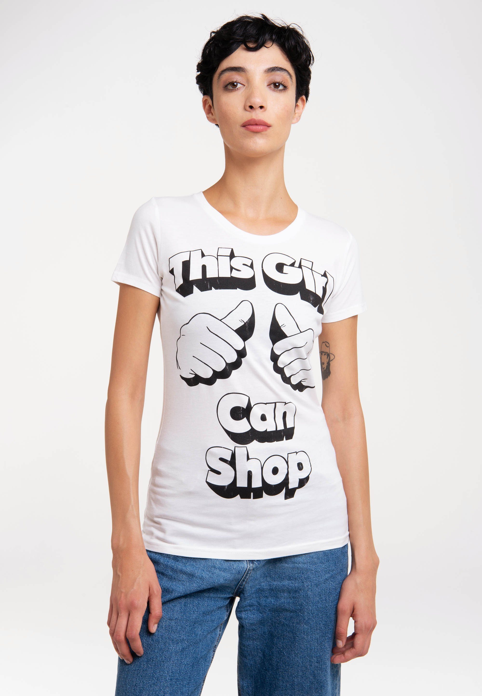 Statement-Print LOGOSHIRT Girl This Shop T-Shirt witzigem mit Can