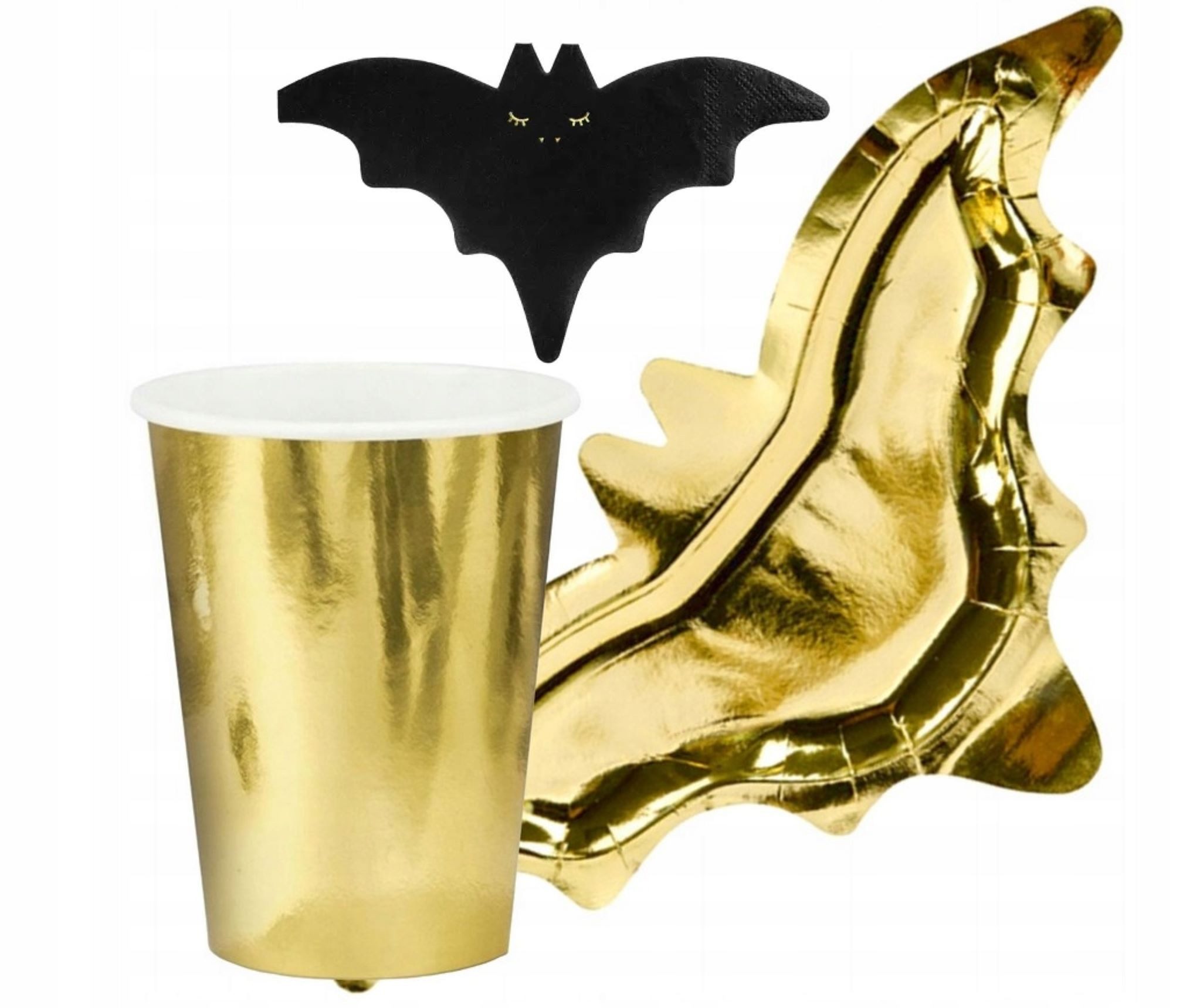 partydeco Pappteller Halloween Party Set: Teller, Becher & Servietten im Fledermaus