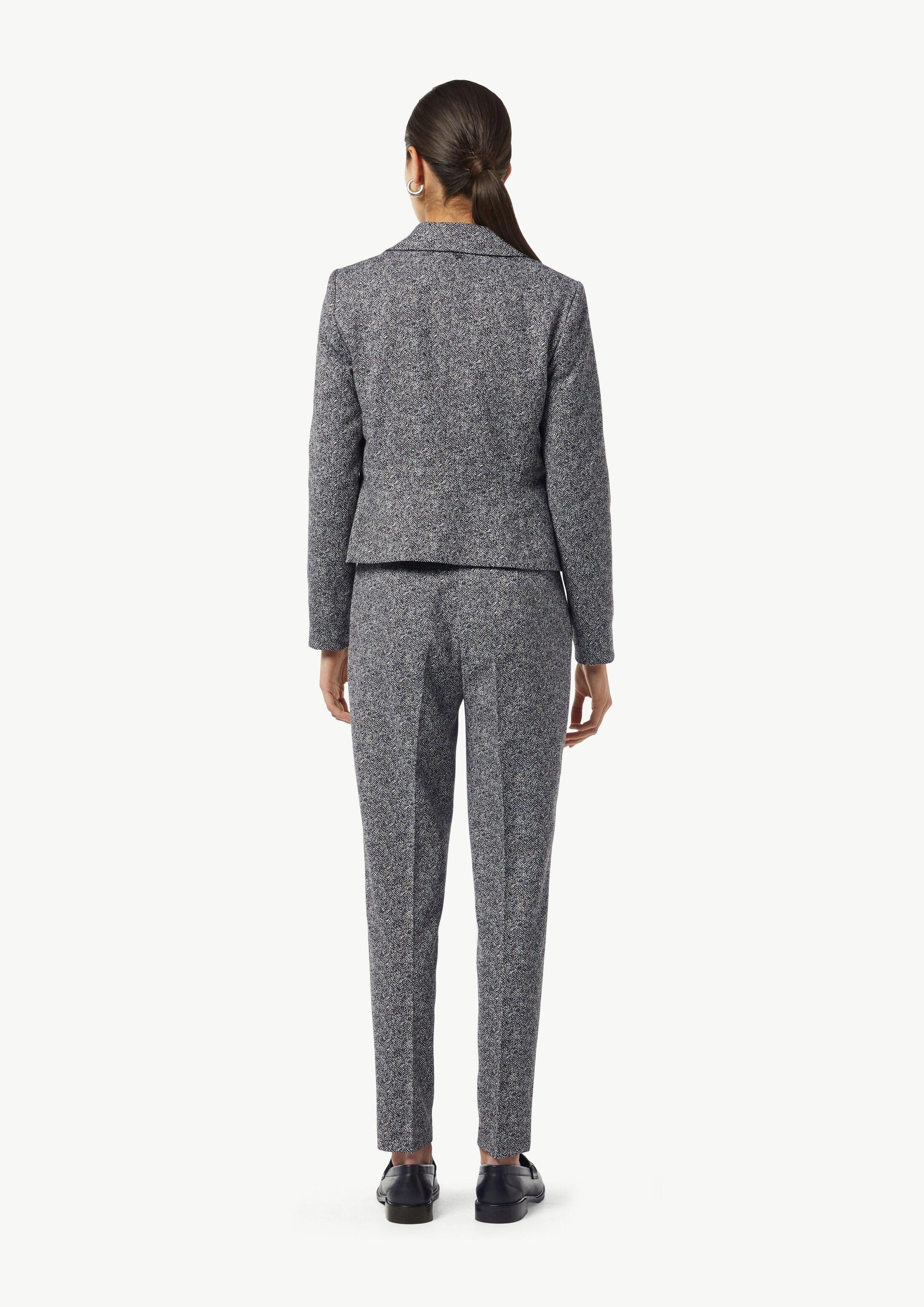 comma Jackenblazer Indoor-Blazer Taillierter Jacquard-Blazer mit Fischgrat-Muster