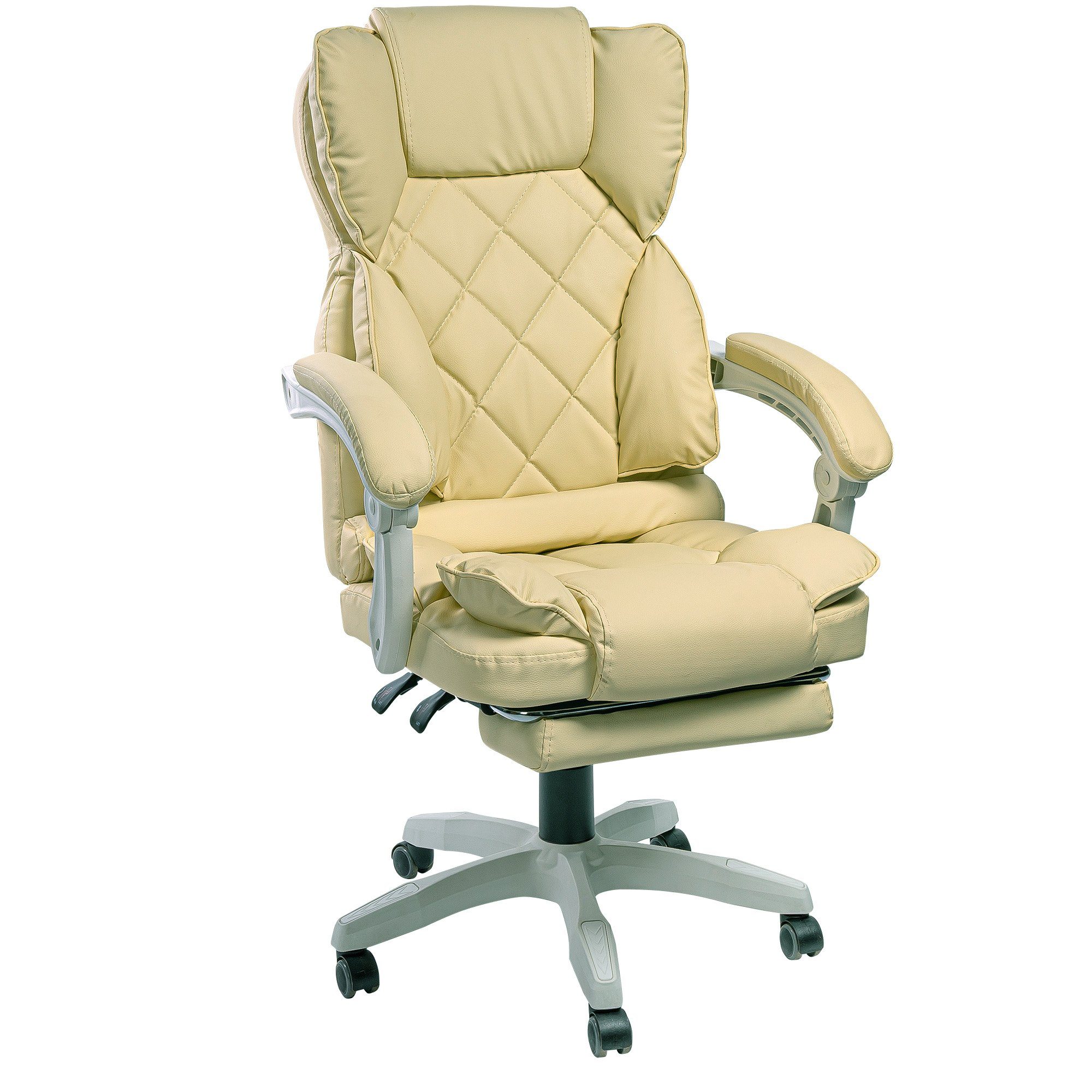 Fußstütze Bürostuhl und in Home Sokrat Office Chefsessel Polsterung Stück), Beige Chair mit Lederoptik (1 TRISENS