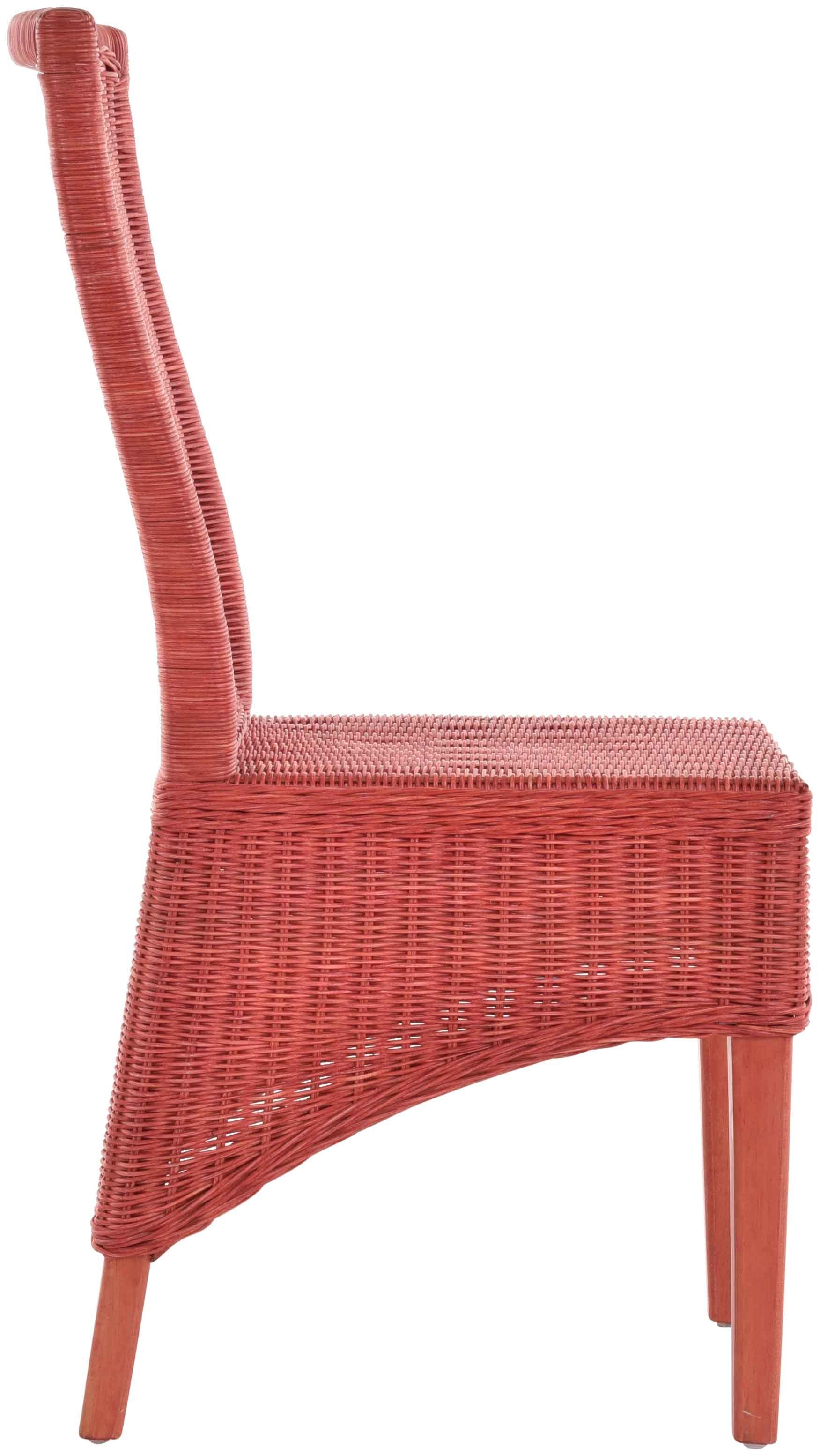 Krines Home Esszimmerstuhl hoher Rattanstuhl aus Rattan Rot Holzgestell, Rückenlehne Esszimmer Mit Küchenstuhl Stuhl