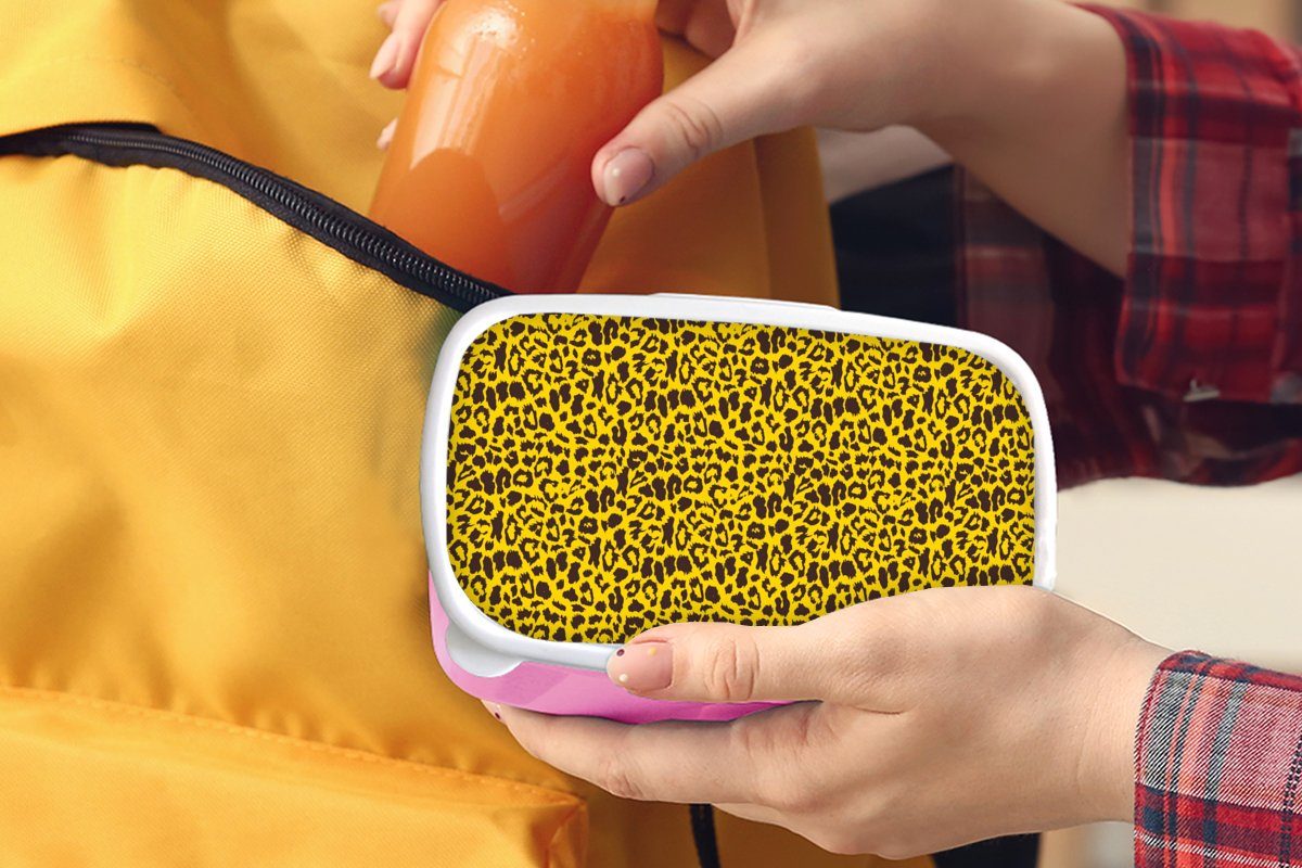 (2-tlg), rosa Mädchen, für MuchoWow - Brotbox - Tiger Brotdose Tiermuster Lunchbox Kunststoff Kunststoff, Gelb, Erwachsene, Kinder, Snackbox,