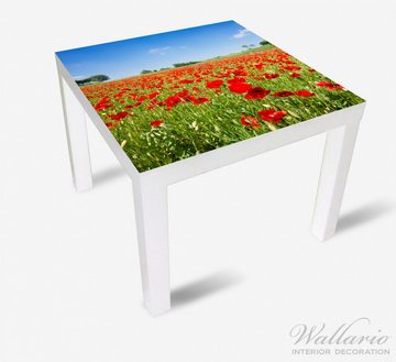 Wallario Möbelfolie Mohnblumenfeld- rote Blumen unter blauem Himmel
