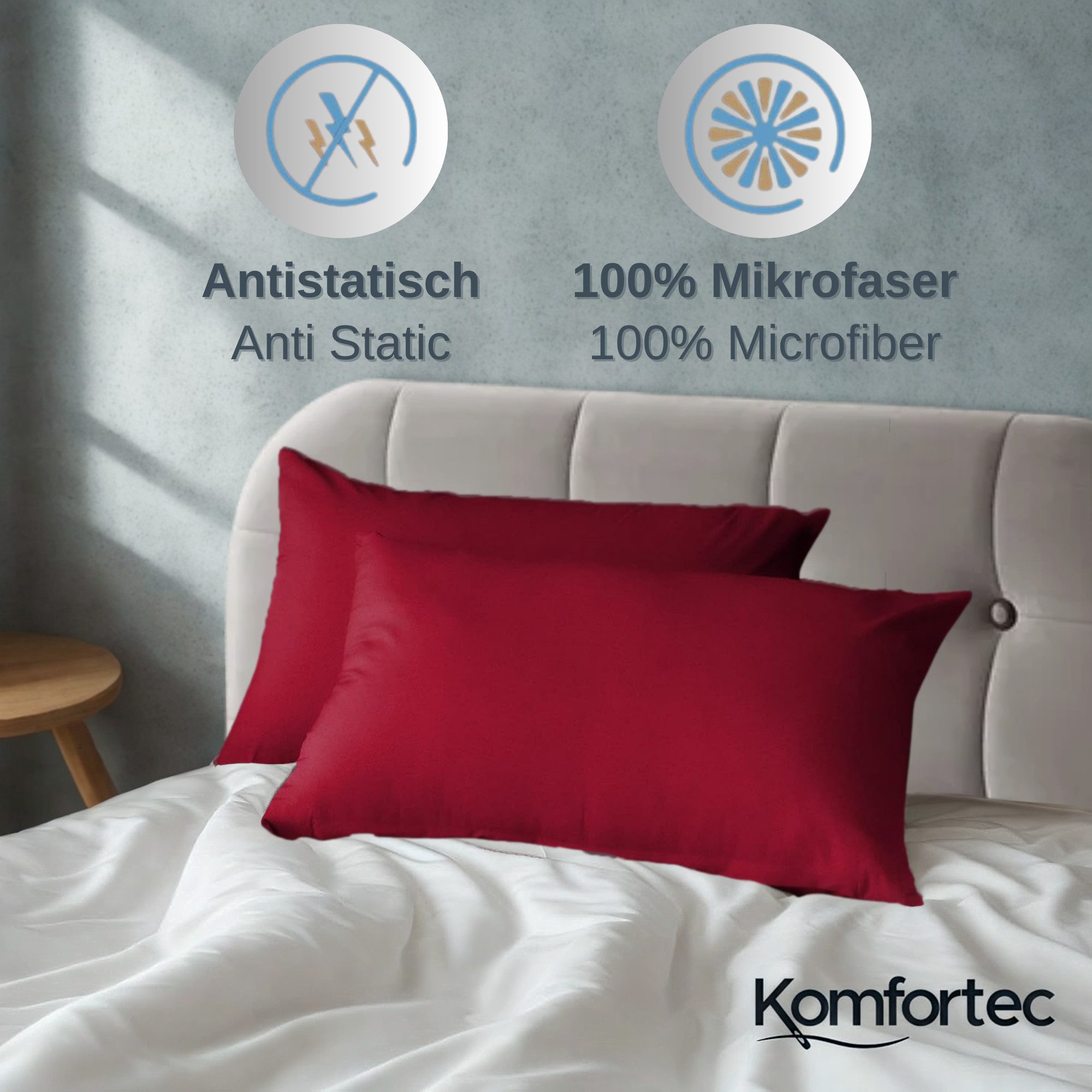 Komfortec Bettwäsche Premium, 135 x 200 bis 220 x 240 cm, 6 verschiedene Größen zur Auswahl, gebürstet 100% Mikrofaser, 3 teilig, Superweiches Bettwäsche-Set, Knitterfrei, Atmungsaktiv
