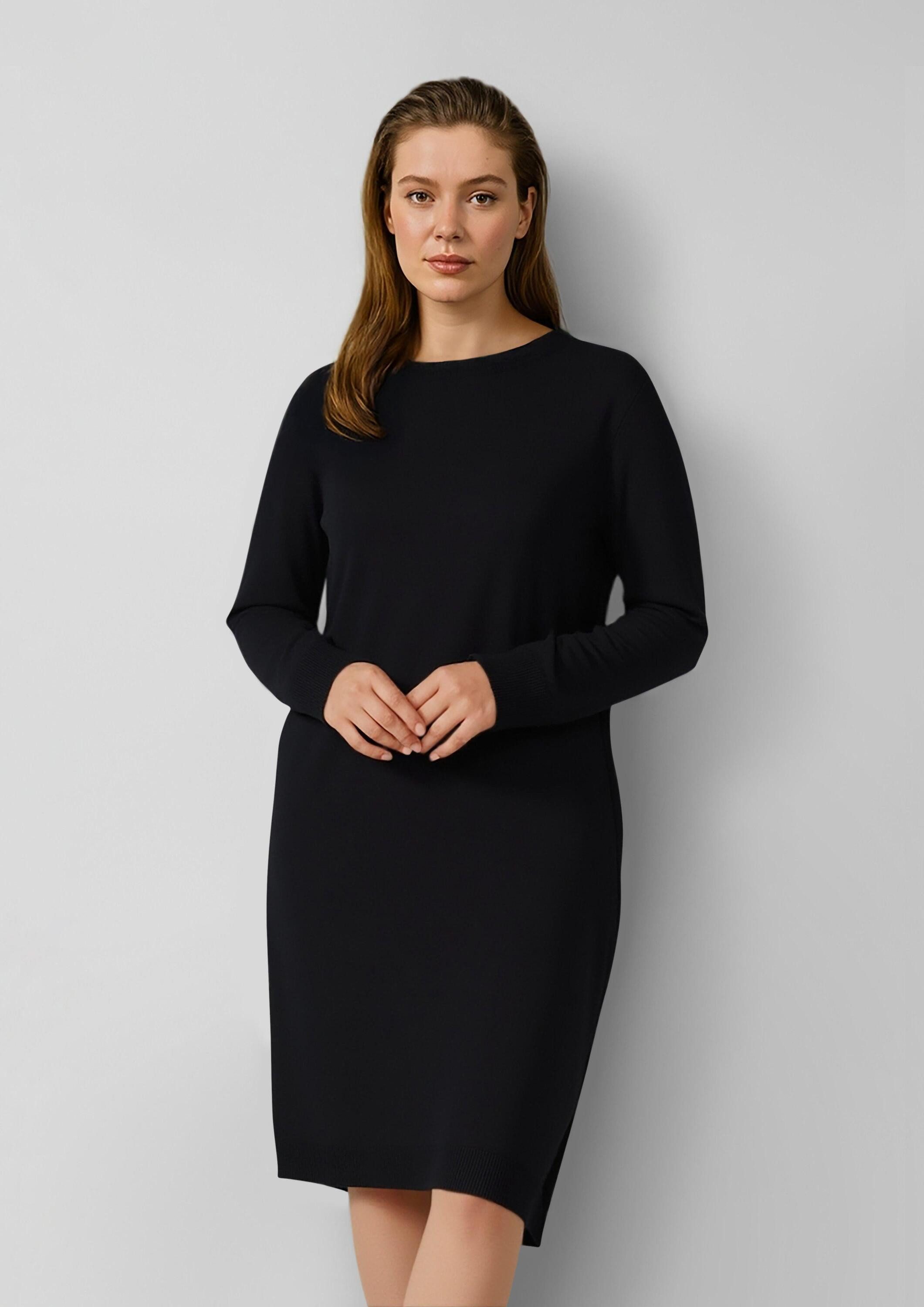 s.Oliver Minikleid Kleid Feinstrickkleid mit Ripp-Detail am Arm