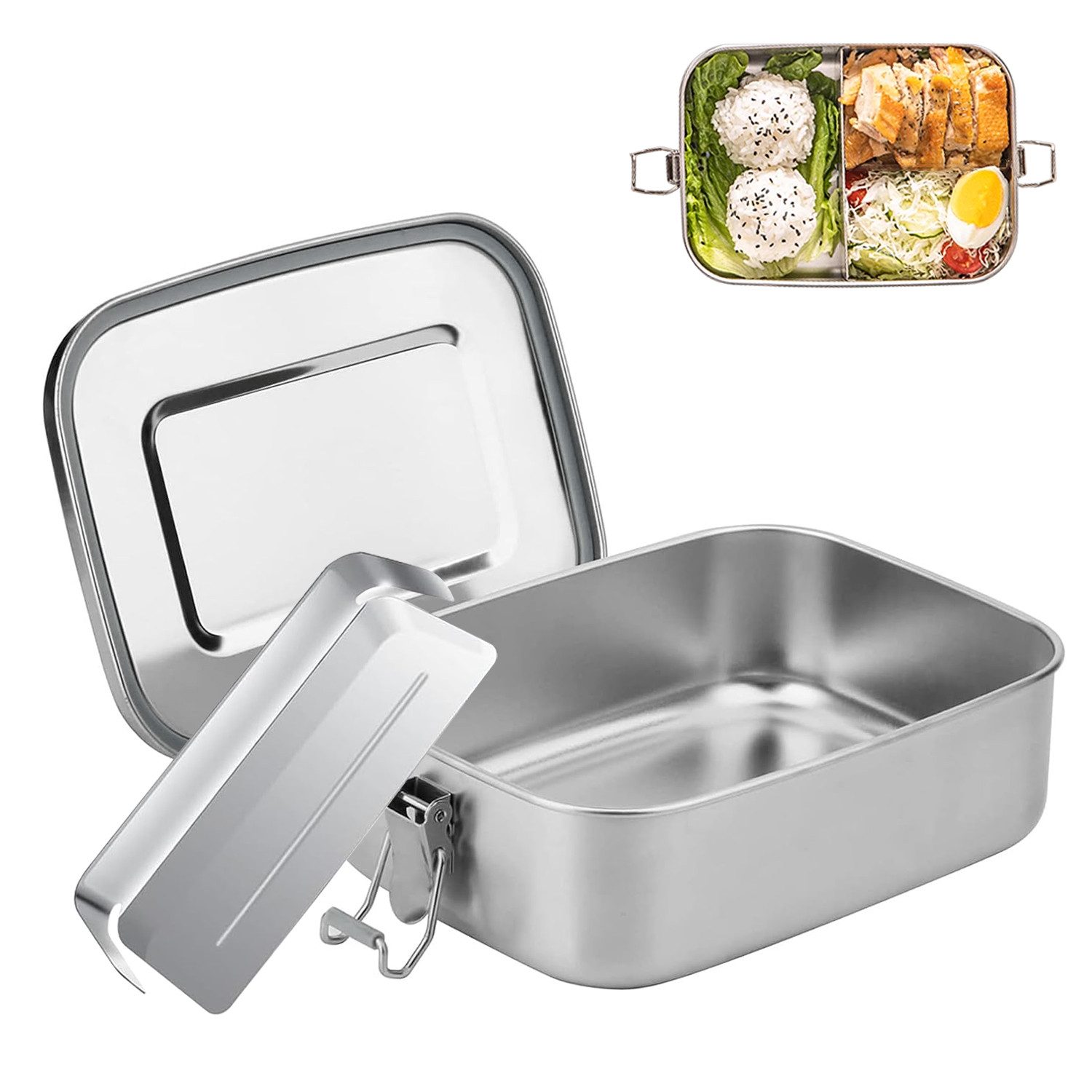 OSTWOLKE Lunchbox 850ml/1400ml Brotdose Edelstahl Auslaufsicher BPA frei mit Fächern, (1-tlg), für Erwachsene & Kinder