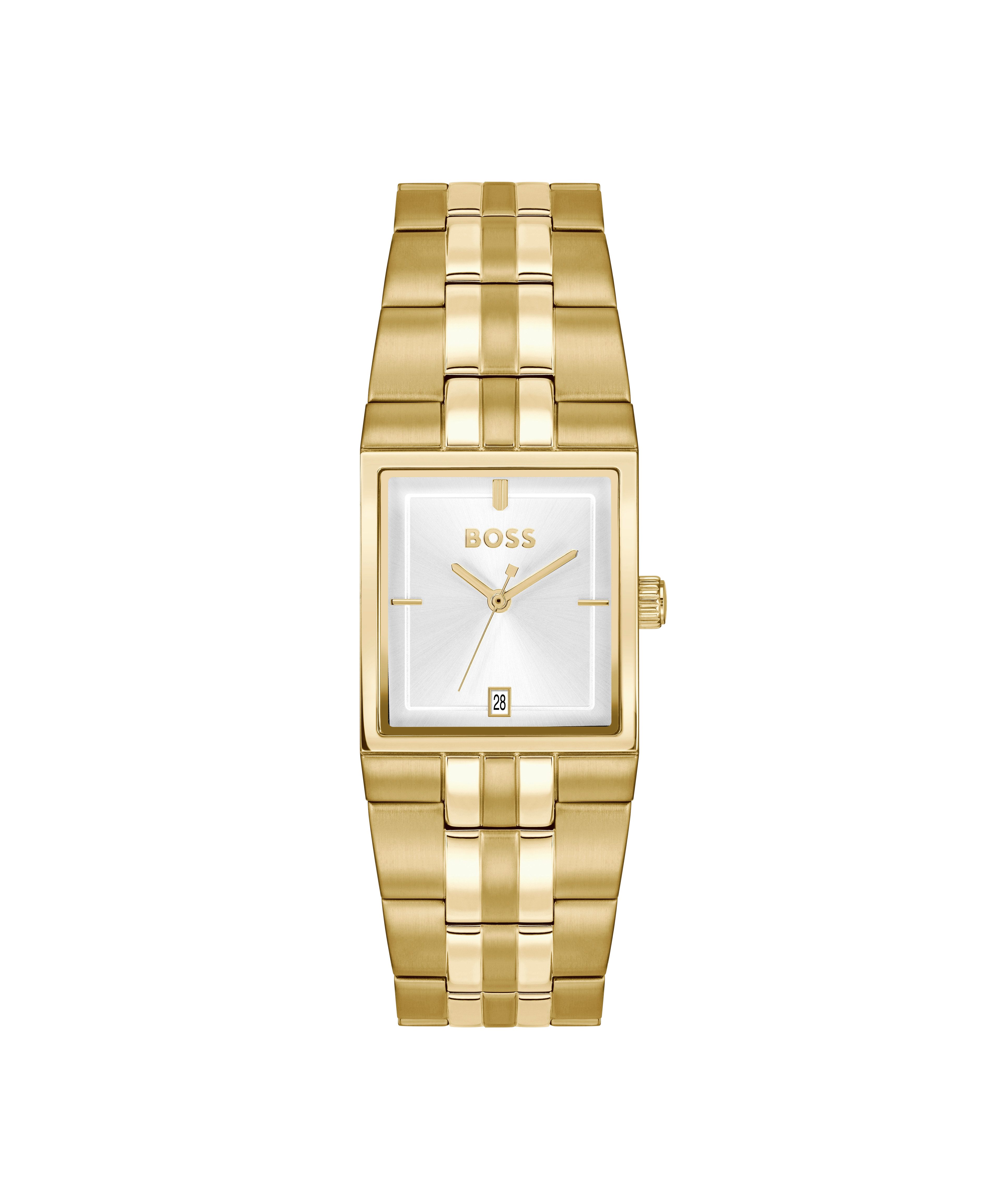 BOSS Quarzuhr STRIVO 1514332, Armbanduhr, Damenuhr, Herrenuhr, Edelstahlarmband, analog, Tag