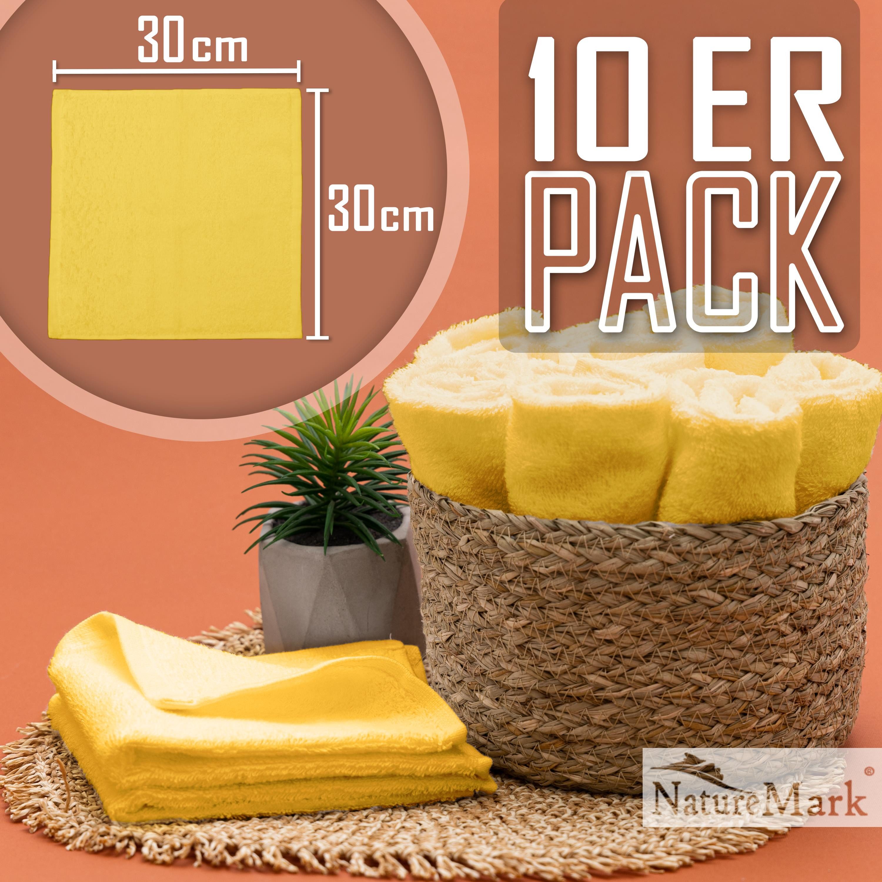 NatureMark Seiftuch 10er-Set Seiftücher 30x30cm 100% Baumwolle, (10-St), Frottier Waschlappen Seiflappen 30 x 30 cm, Gelb – Bild 2 von 5