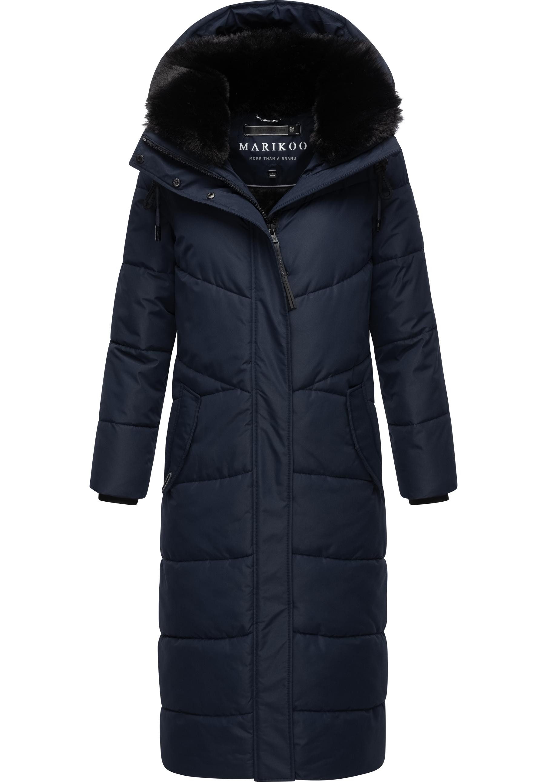 Marikoo Steppmantel Hingucker XIV-1 Damen Wintermantel mit abnehmbaren Kunstfellkragen