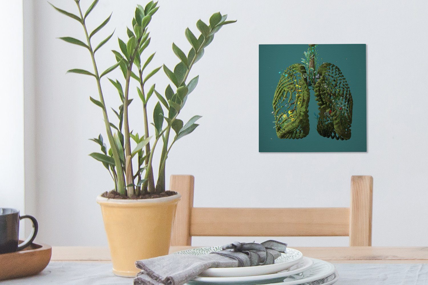 Grüne Schlafzimmer Lunge, St), Wohnzimmer OneMillionCanvasses® für (1 Leinwandbild Bilder Leinwand