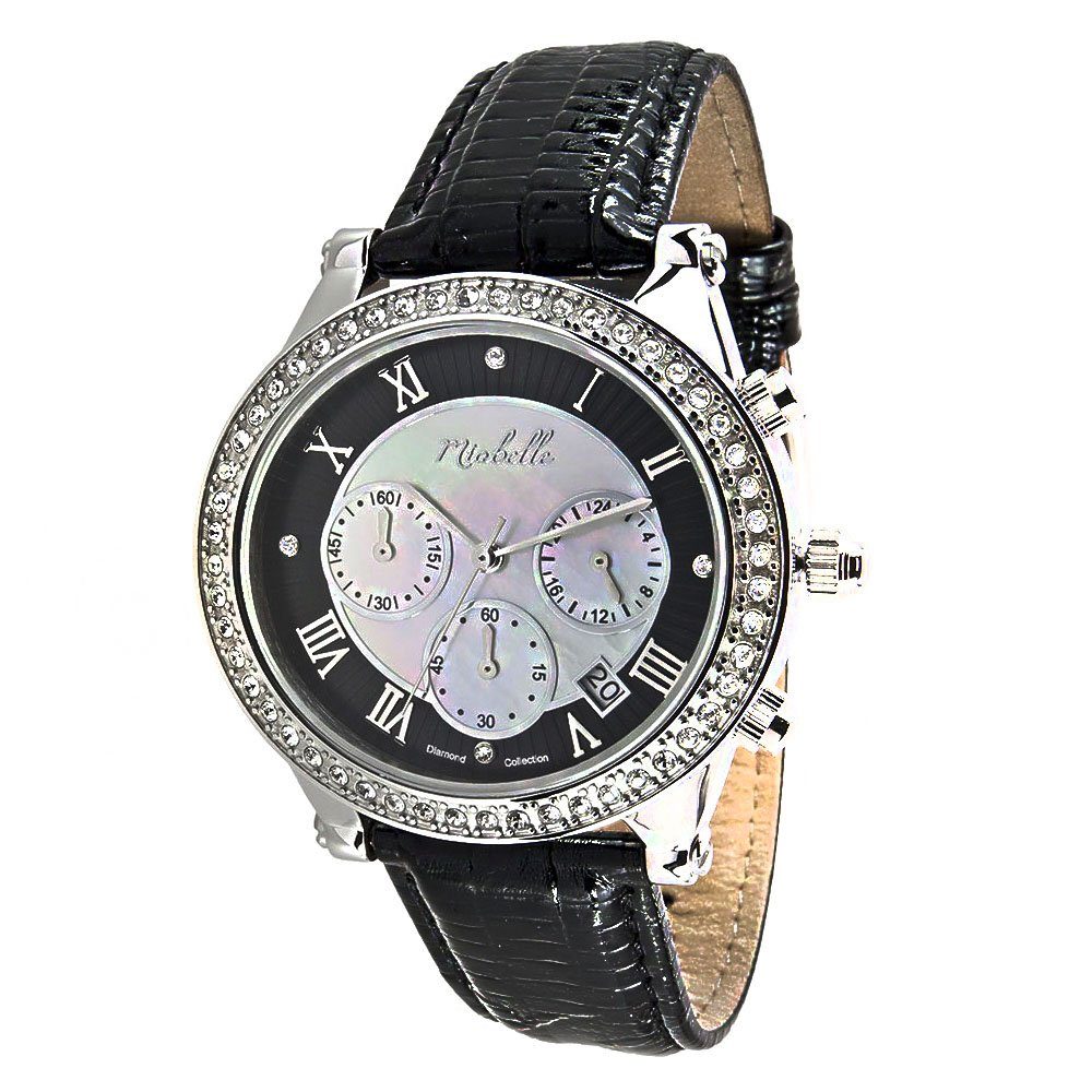 Miabelle Quarzuhr Prachtvolles Diamantschmuck-Set Halskette und Uhr