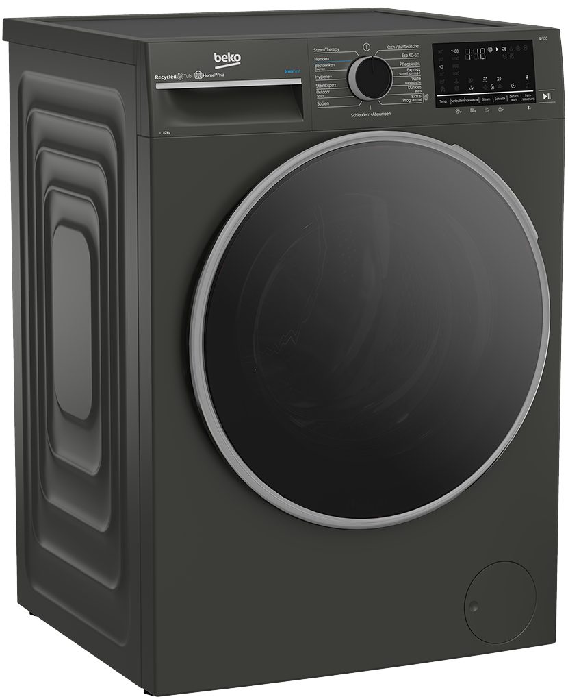 BEKO Waschmaschine Manhattan Gray B3WFT510415M, 10 kg, 1400 U/min, SteamCure, AddXtra, Ironfast, Zeitvorwahl