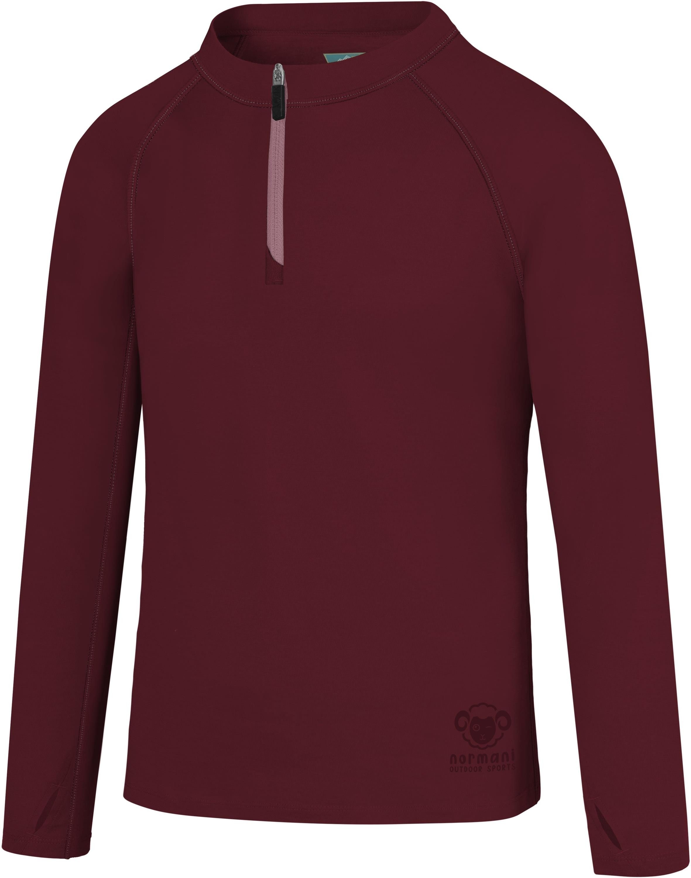 normani Funktionsshirt Kinder Merino Langarm mit 1/4 Zipper Nyapari Pullover mit Zip Skipullover aus 100 % Merinowolle