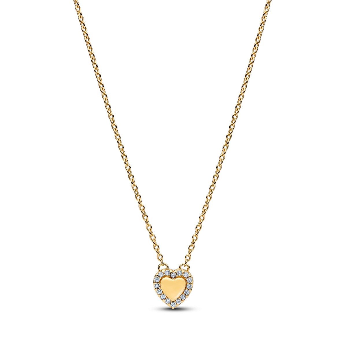 Pandora Kette mit Anhänger Pandora Halskette Herz Strahlenkranz 14K Vergoldet 364364C01-45 cm