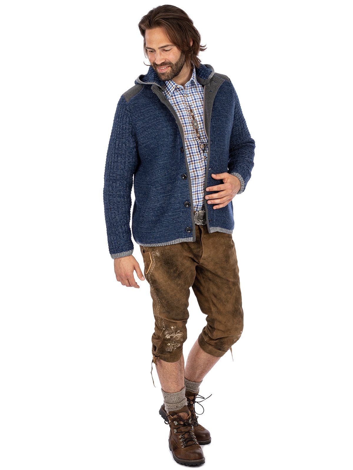 Spieth & Wensky blau-mix Strickjacke NABOR Trachtenjacke