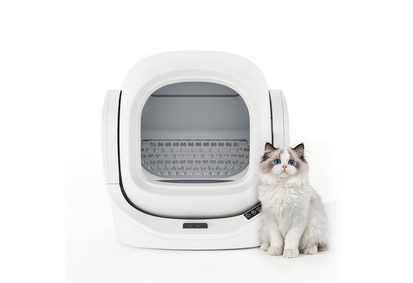 Flieks Katzentoilette Intelligente automatische Katzentoilette selbstreinigend, mit App-Steuerung, 68L Großraum, 8L Abfallbehälter, Aromabox
