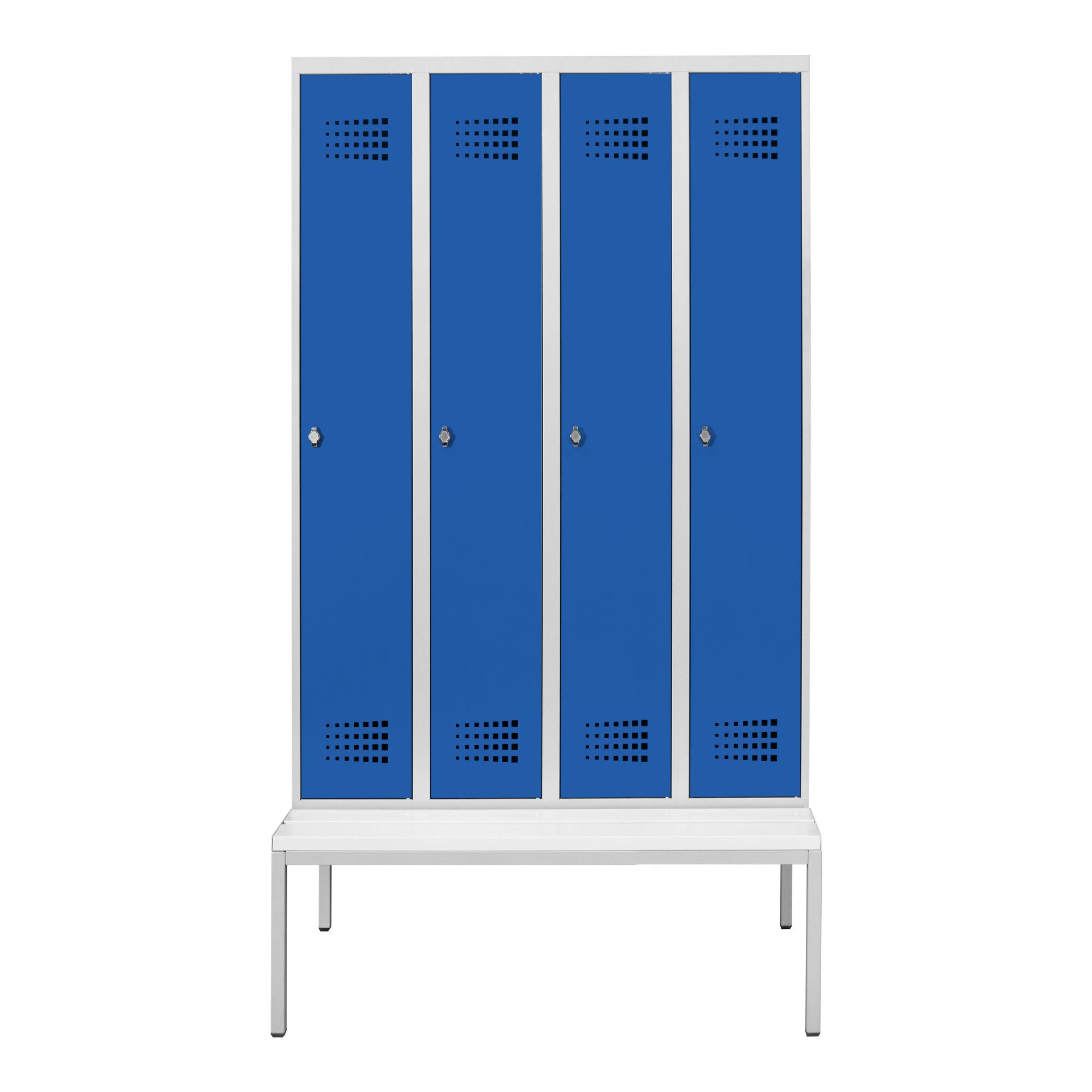 Stier Garderobenschrank STIER Garderobenspind Premium mit Sitzbankuntergestell 4 Abteile Drehr