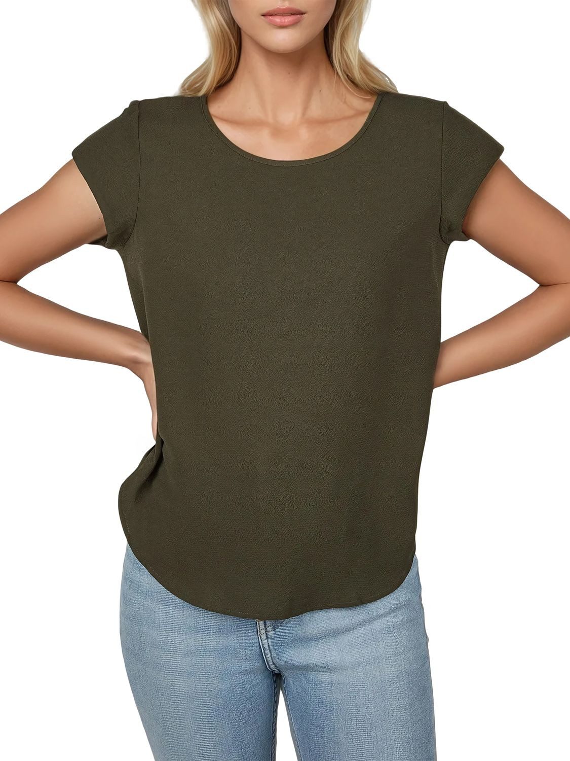 ONLY T-Shirt Damen Top ONLVIC Regular Fit (Vorteilspack, 2-tlg) Basic Kurzarm Tee Shirt mit Rundhalsausschnitt – Bild 5 von 5