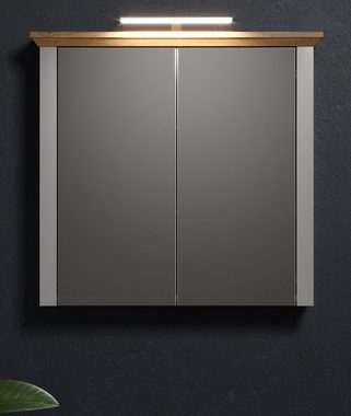 Furn.Design Badezimmerspiegelschrank Landmark (Badschrank in hellem grau mit Artisan Eiche, 78 x 73 cm) Landhausstil