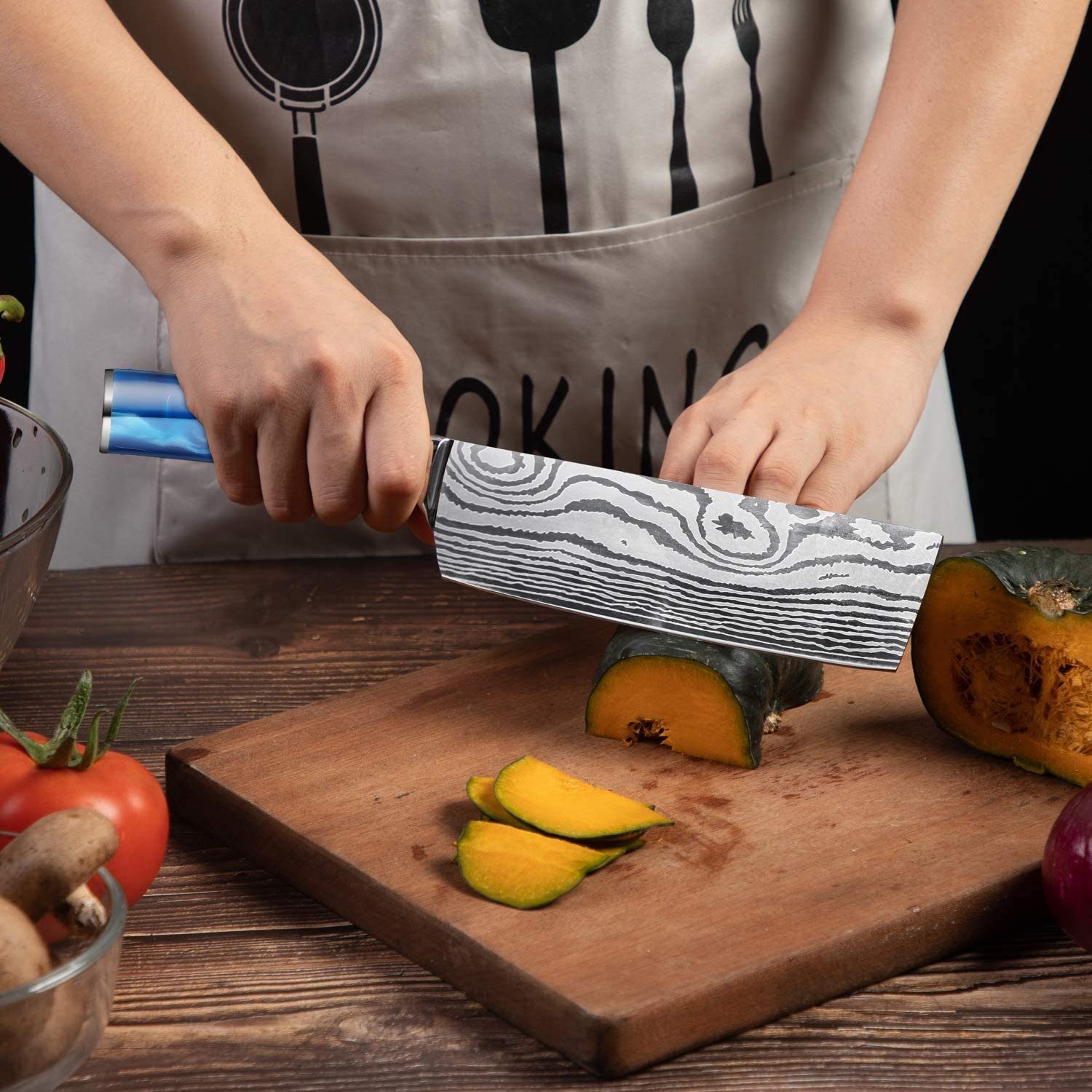 klingenstahl safety Kochmesser Home hochwertigem Hackmesser 17cm Hackmesser Nakirimesser Küchenmesser, aus Hackbeil