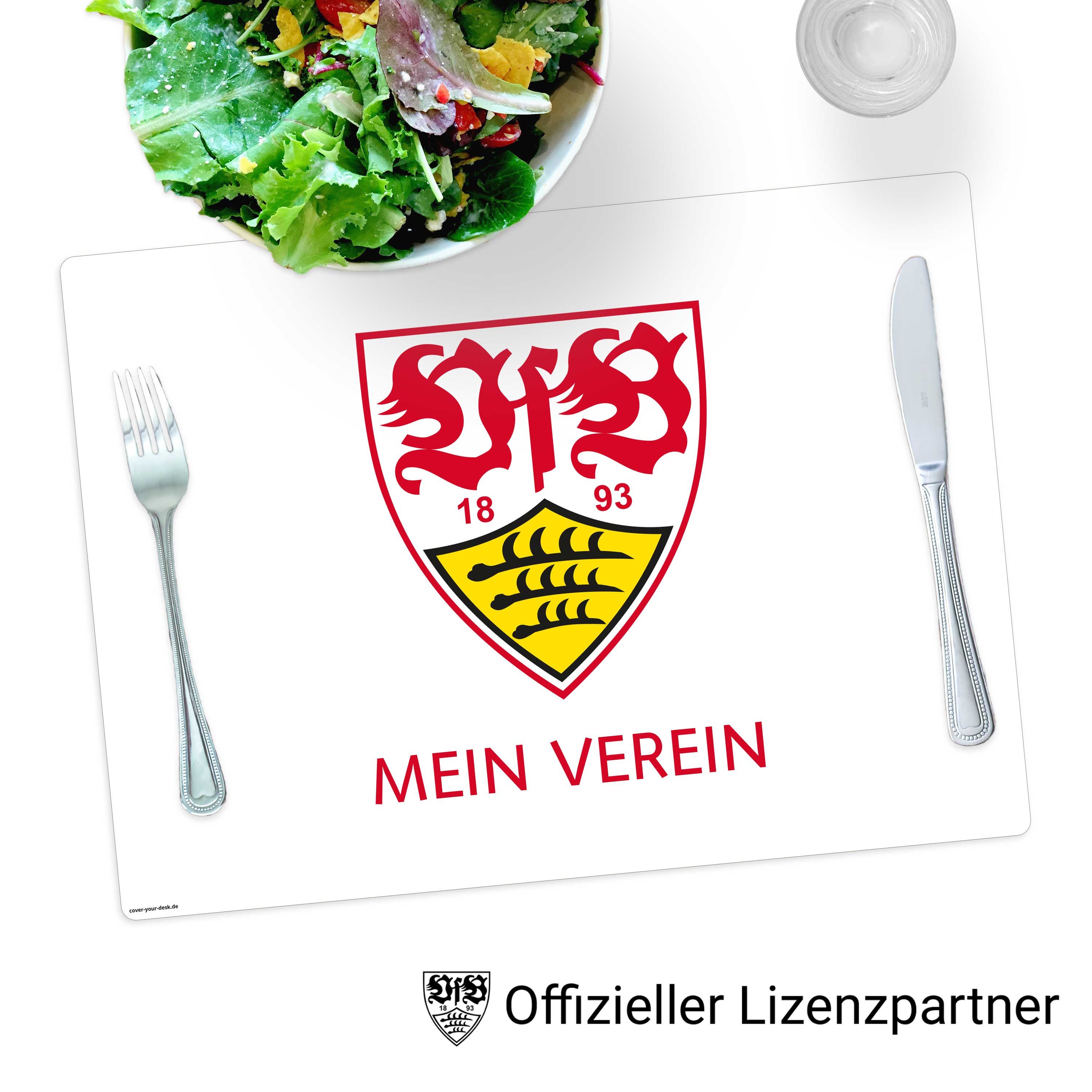 Tischsetmacher Platzset abwaschbar - „VfB Stuttgart - Mein Verein" aus Premium Vinyl, (1-St., 44 x 32 cm - rutschfeste Tischdekoration), Made in Germany