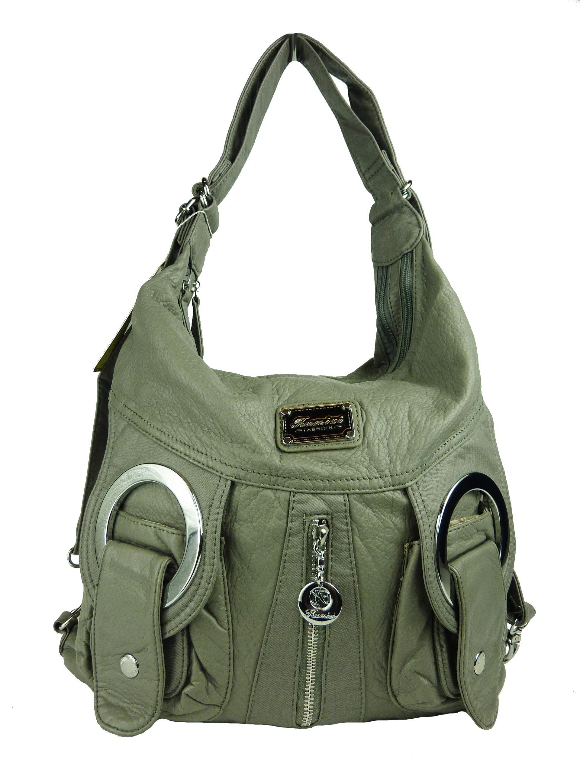 Tasche Multifunktionstasche, Rucksack, Taschen4life Schultertasche Schulterriemen, als verstellbarer Rucksack oder oder tragbar W6802 Schultertasche Rucksacktasche grau