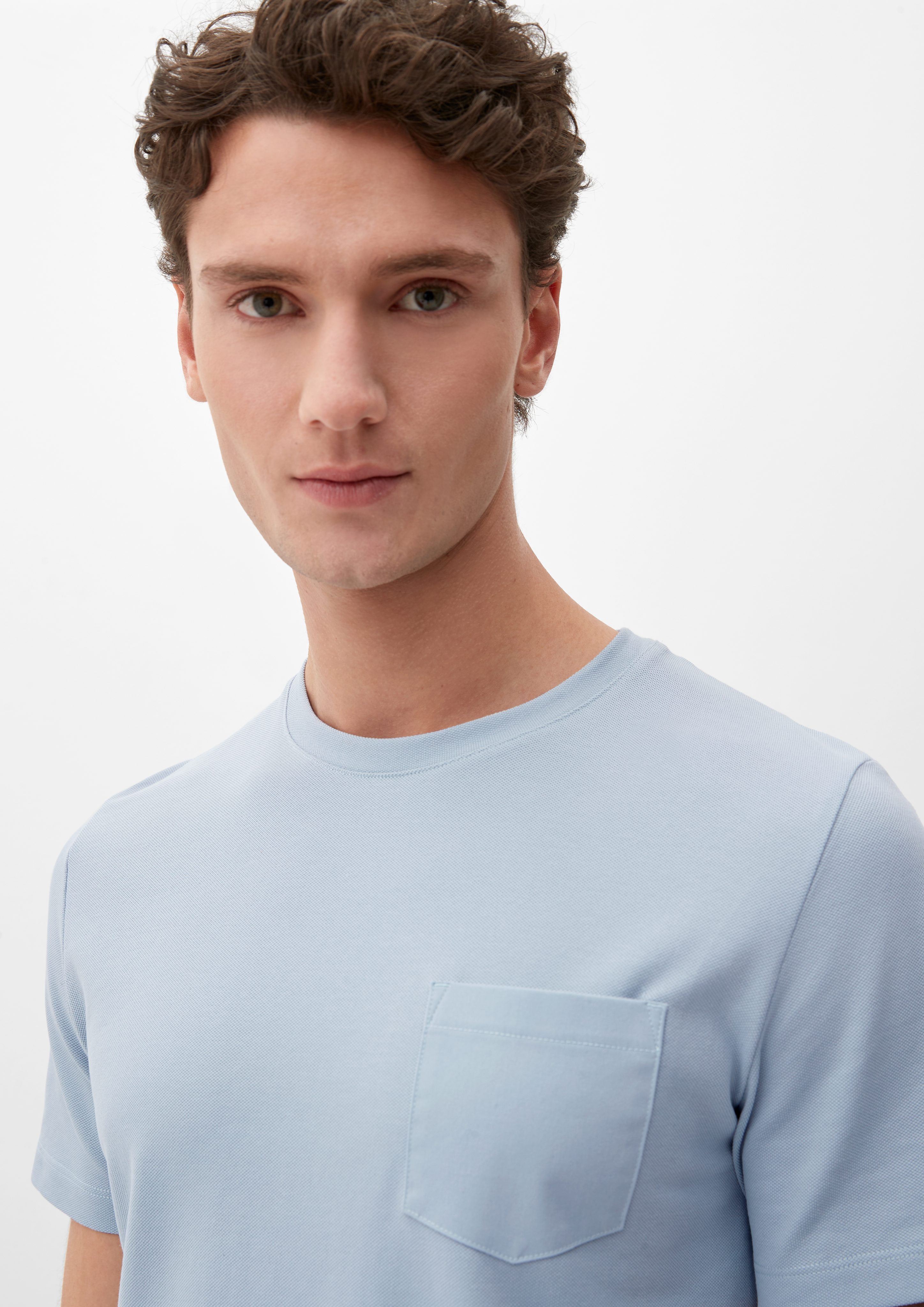 Kurzarmshirt Piqué-Struktur mit s.Oliver hellblau T-Shirt