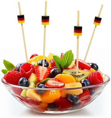 BRUBAKER Partyspieße Cocktailspieße Deutschland - 12 cm Party-Picker Holzspieße (für Fingerfood, Snacks, Obst, Kuchen und Cocktails, 50-St), Holz Spieße Partydeko für Weltmeisterschaft