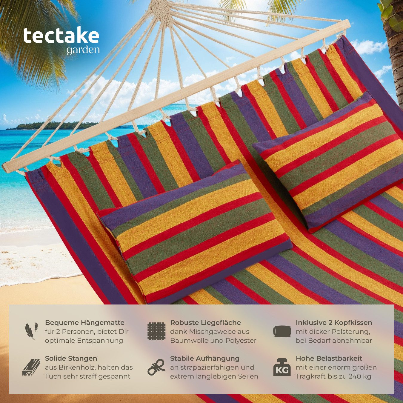 tectake Hängematte Hammock Eden, mit Spreitzstäben, günstig online kaufen