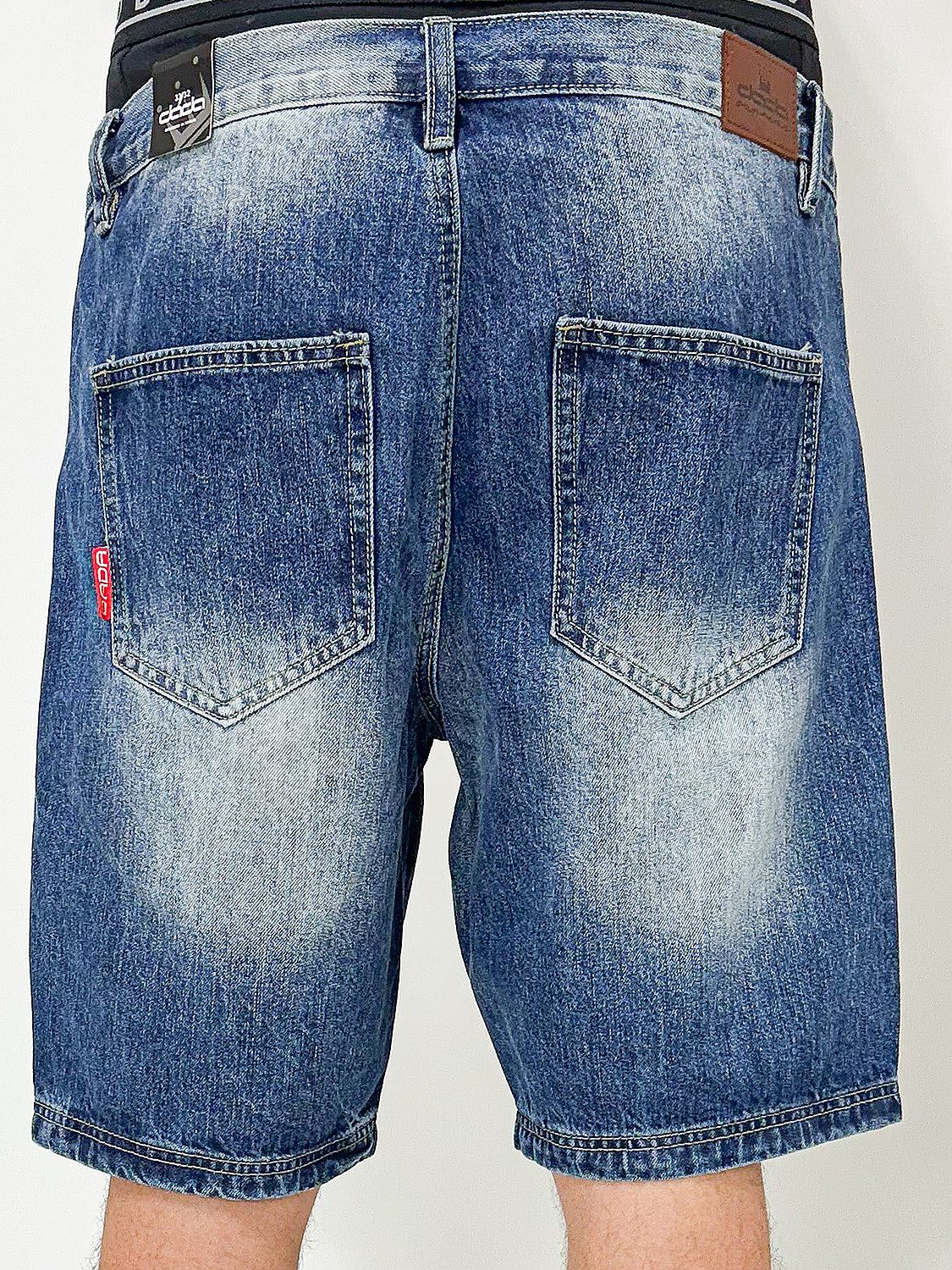 DADA Supreme Jeansshorts Loose Baggy Denim Bermuda mit Frontlogo für Herren Front Logo Denim