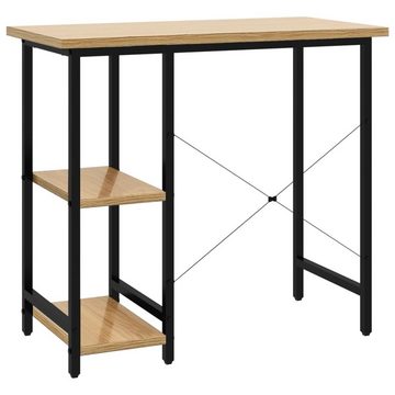 furnicato Schreibtisch Computertisch Schwarz und Eiche Hell 80x40x72 cm MDF und Metall