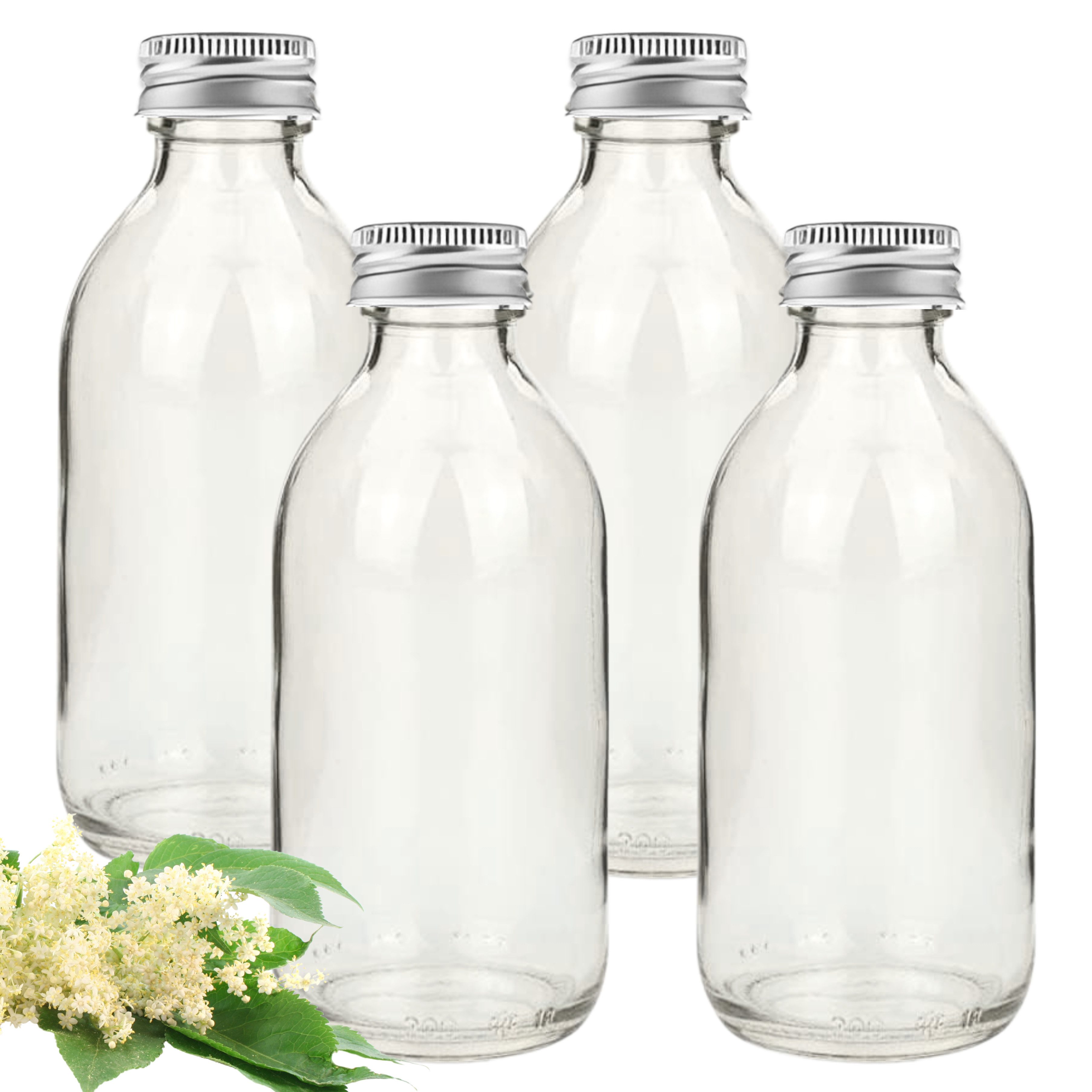 mikken Trinkflasche Sirupflasche 250 ml Saftflasche 0,25 Liter Glasflasche, als 4er, 6er oder 10er Set, made in europe